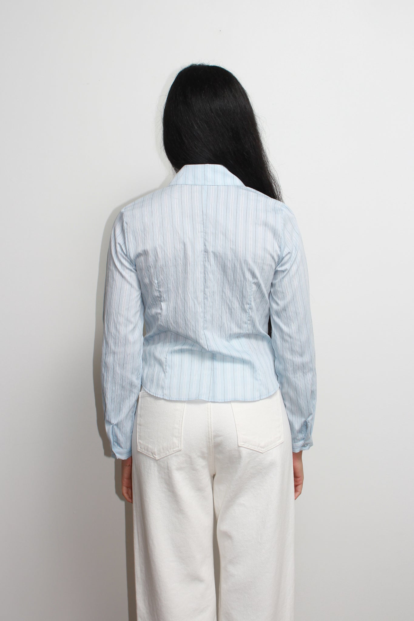 Stripe Zipper Pocket Shirt in Blue