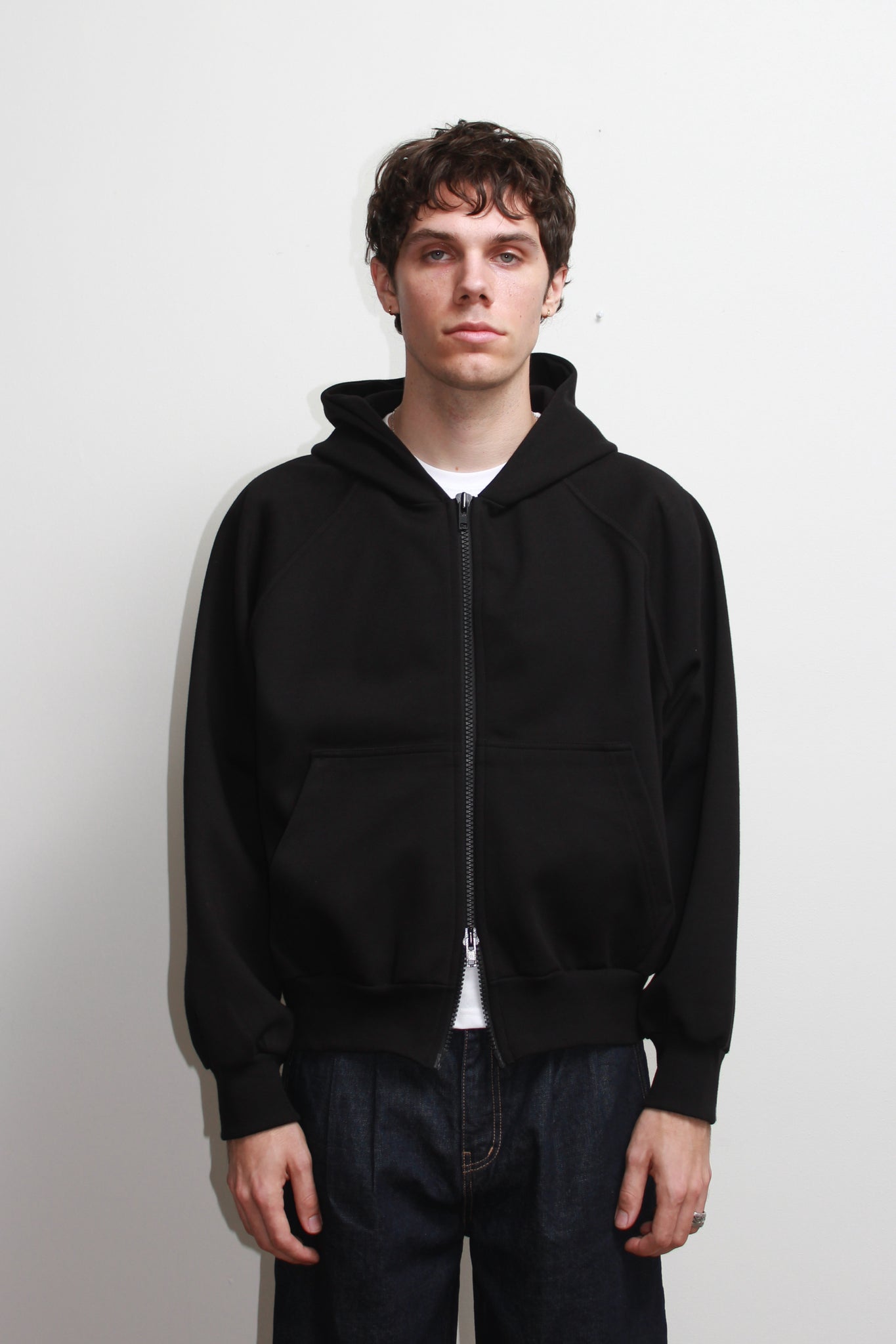 Oversized Crop Hoodie in Black
