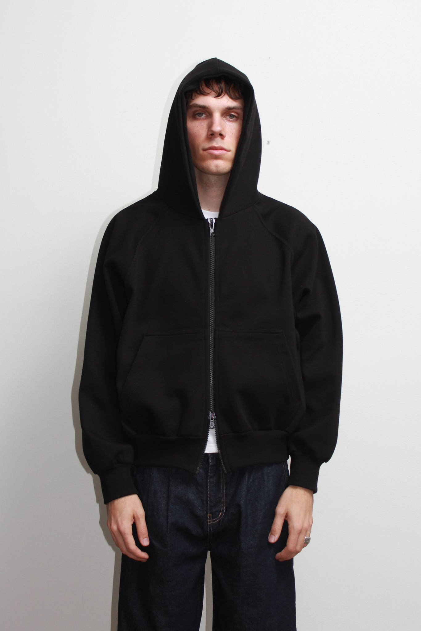 Oversized Crop Hoodie in Black