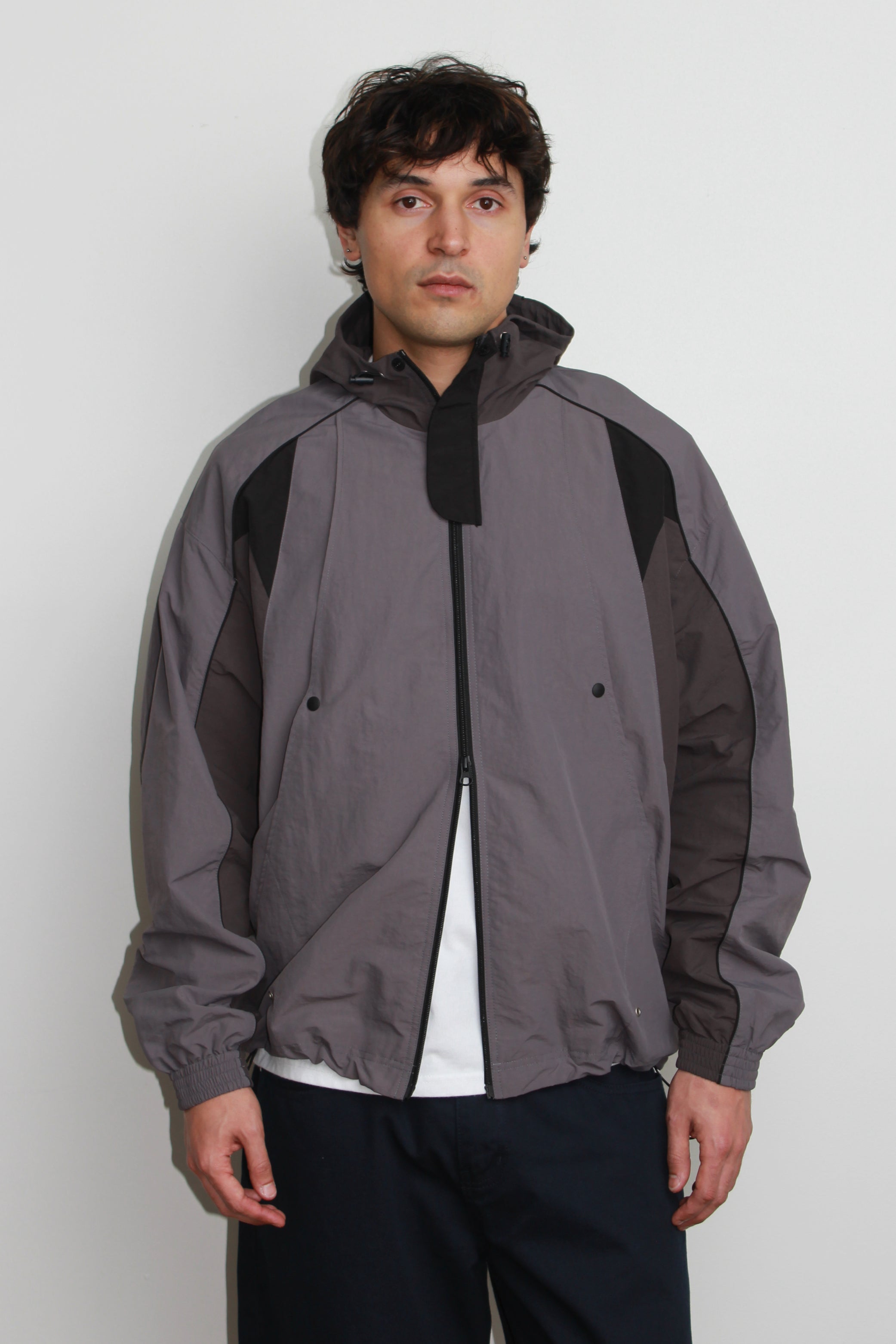 Color Block Mesh Hooded Zip Jacket in Black – Jowa.shop