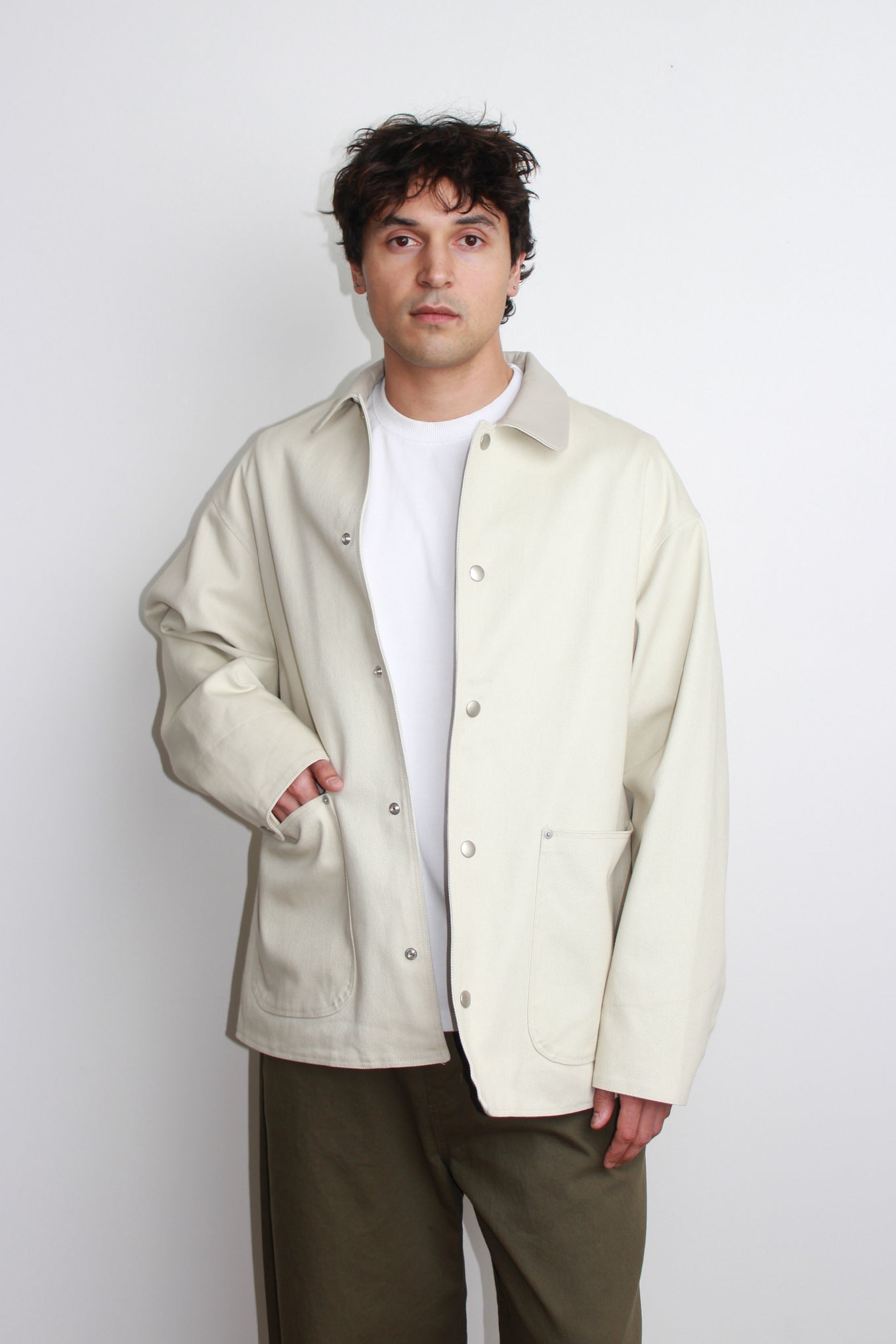 Vito Cotton Half Jacket in Off White