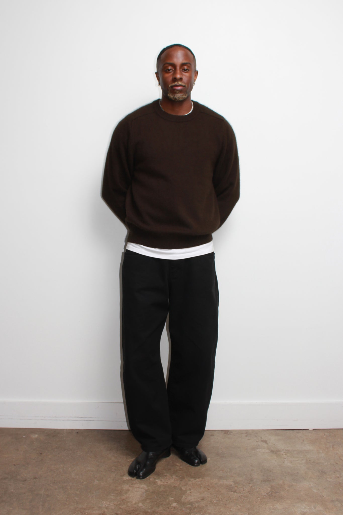 Raccoon Crewneck Sweater in Olive Brown