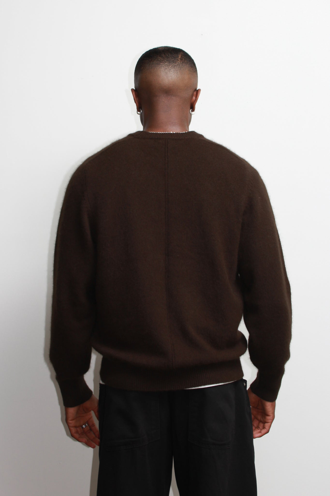 Raccoon Crewneck Sweater in Olive Brown