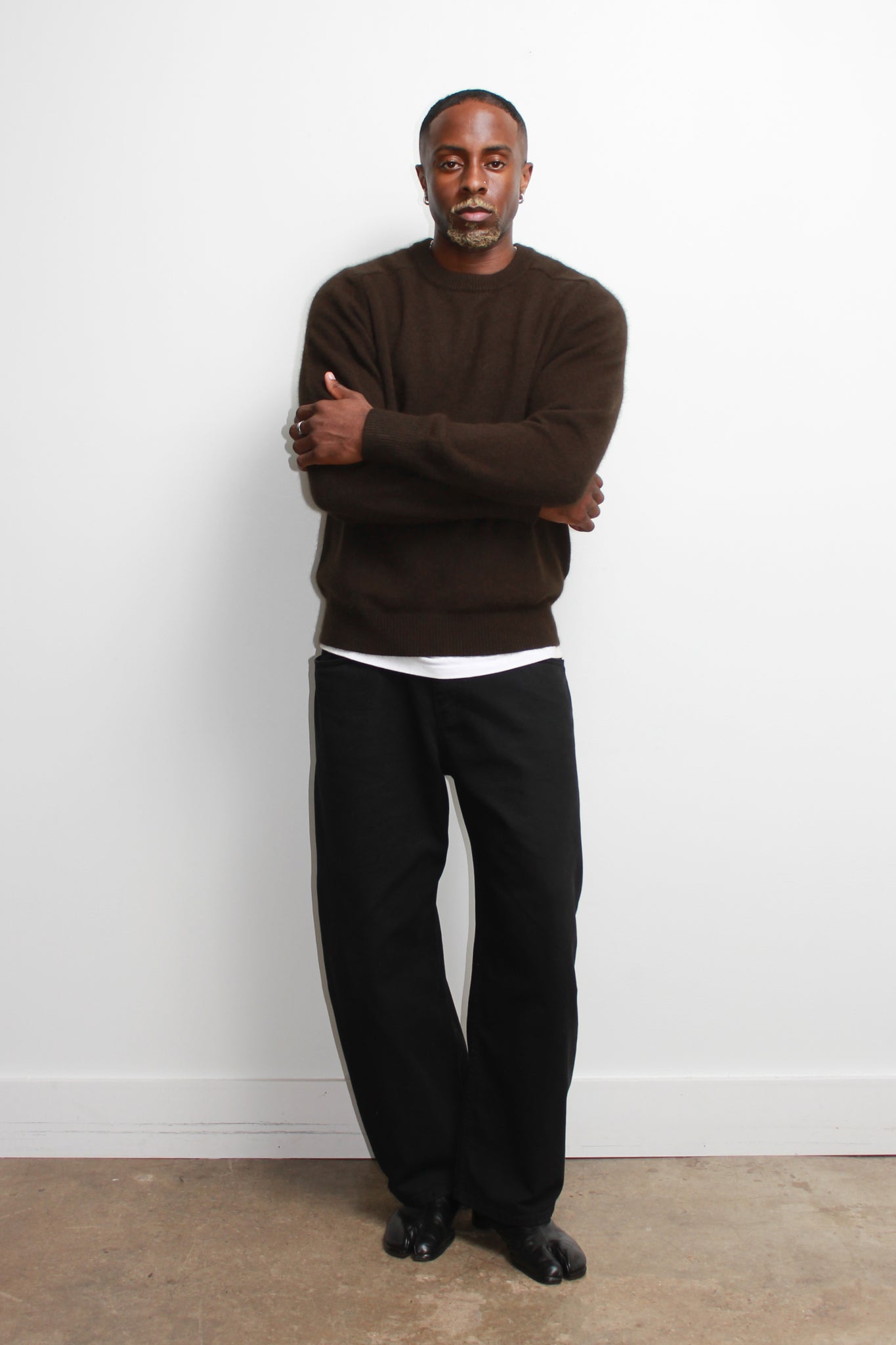 Raccoon Crewneck Sweater in Olive Brown