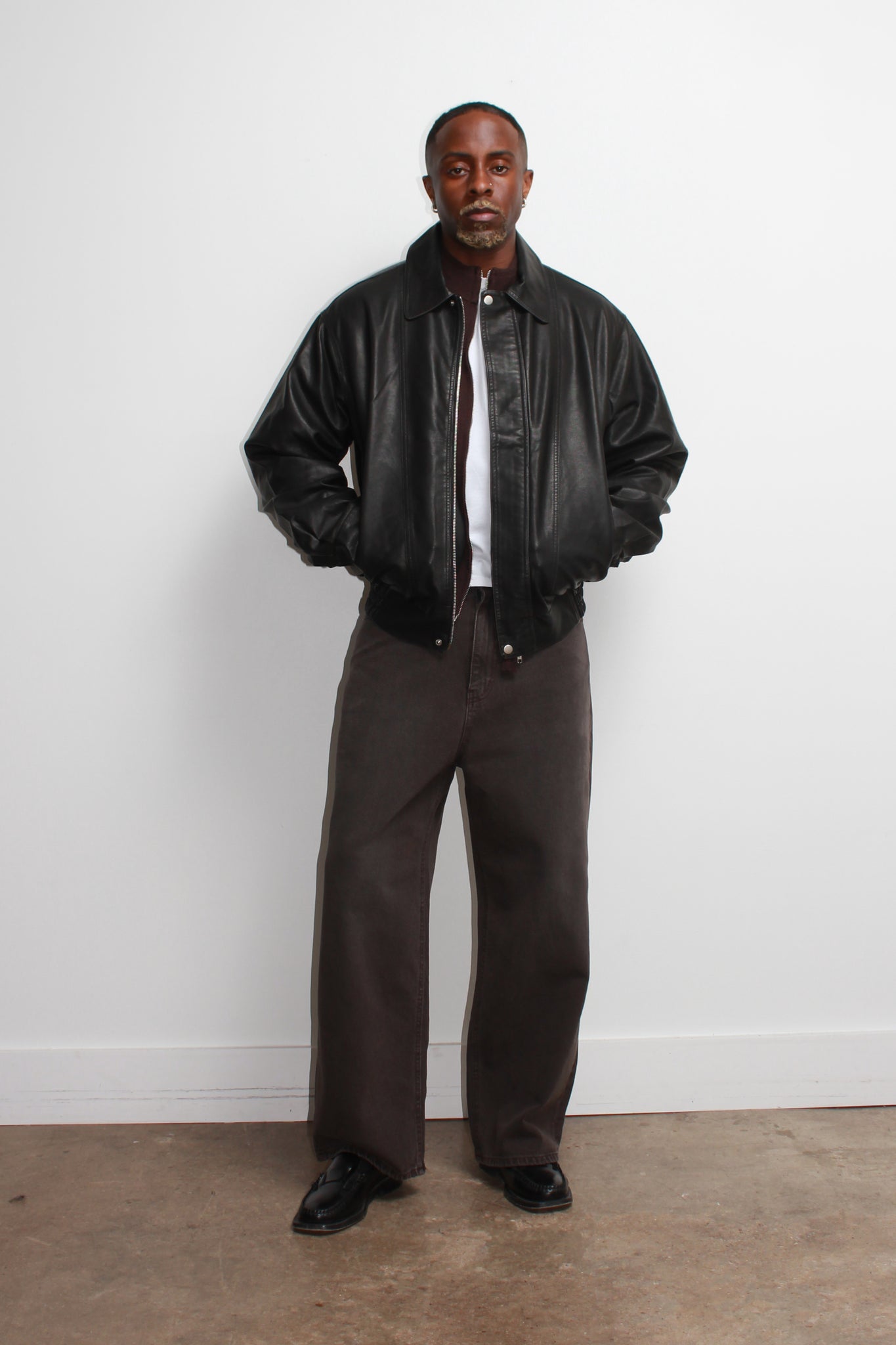 Seranti Pigment Washed Leather Jacket in Black