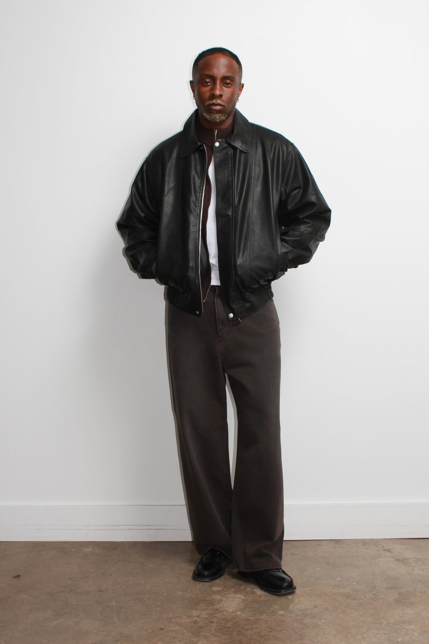 Seranti Pigment Washed Leather Jacket in Black