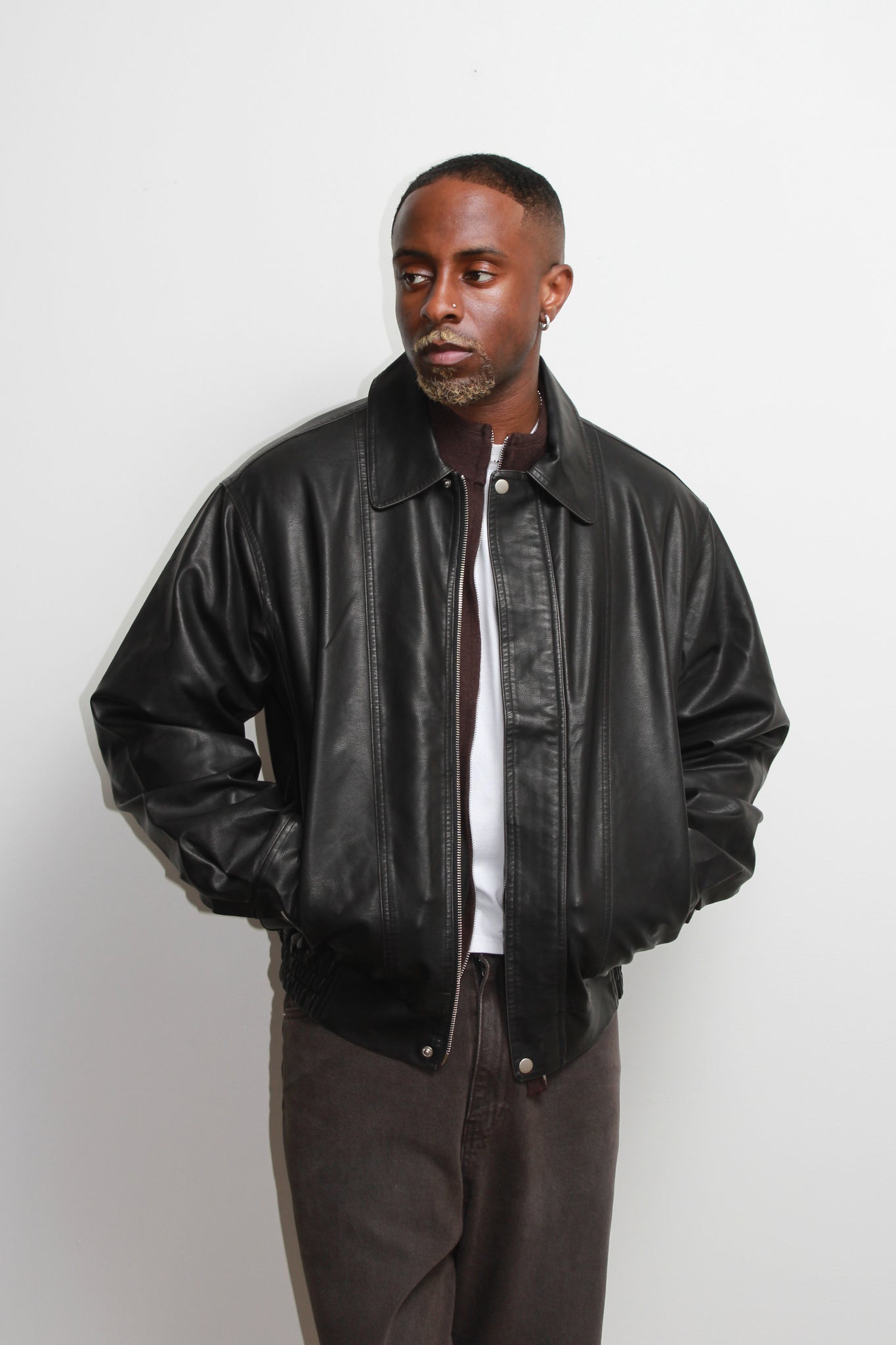 Seranti Pigment Washed Leather Jacket in Black