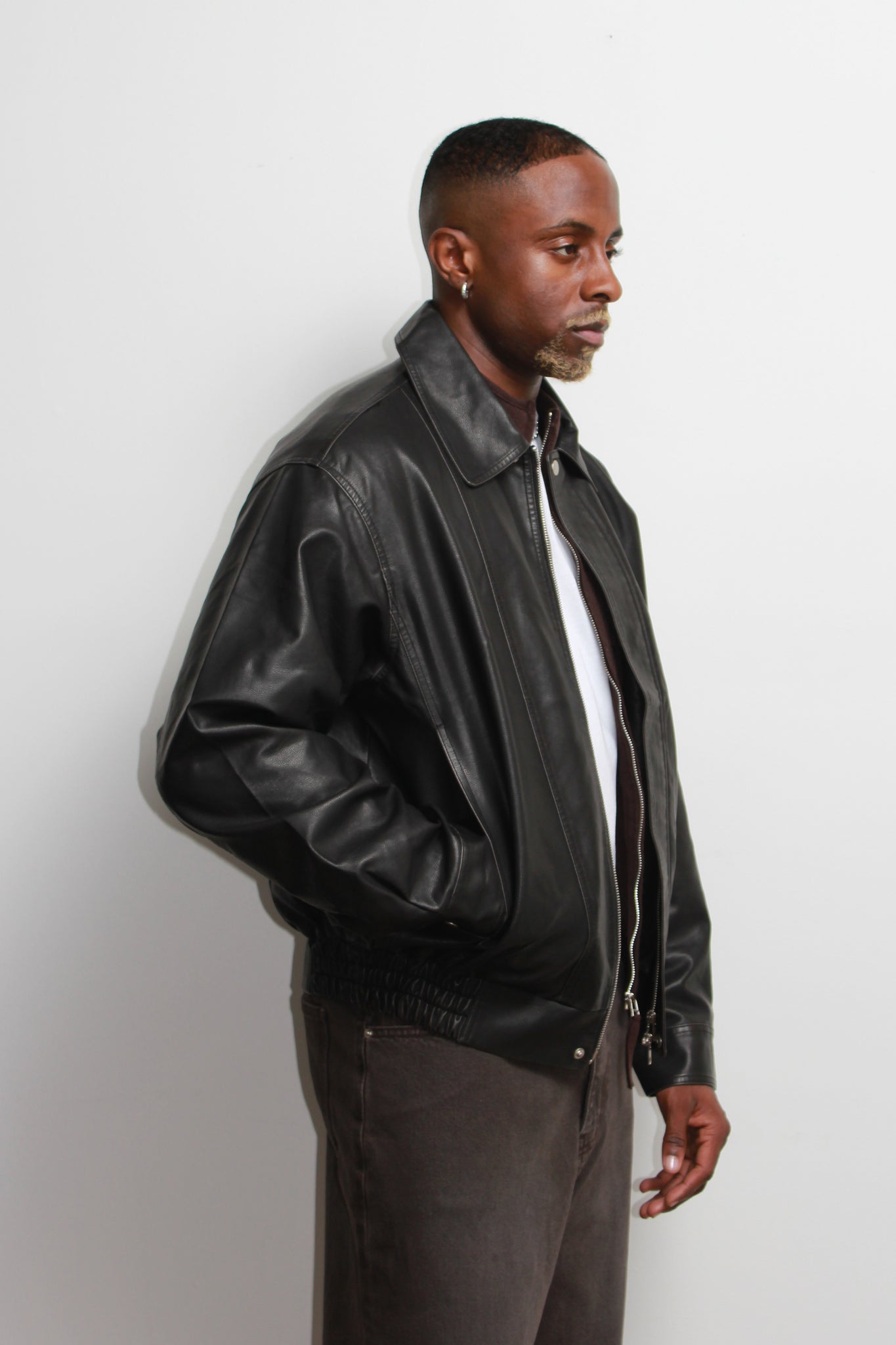 Seranti Pigment Washed Leather Jacket in Black