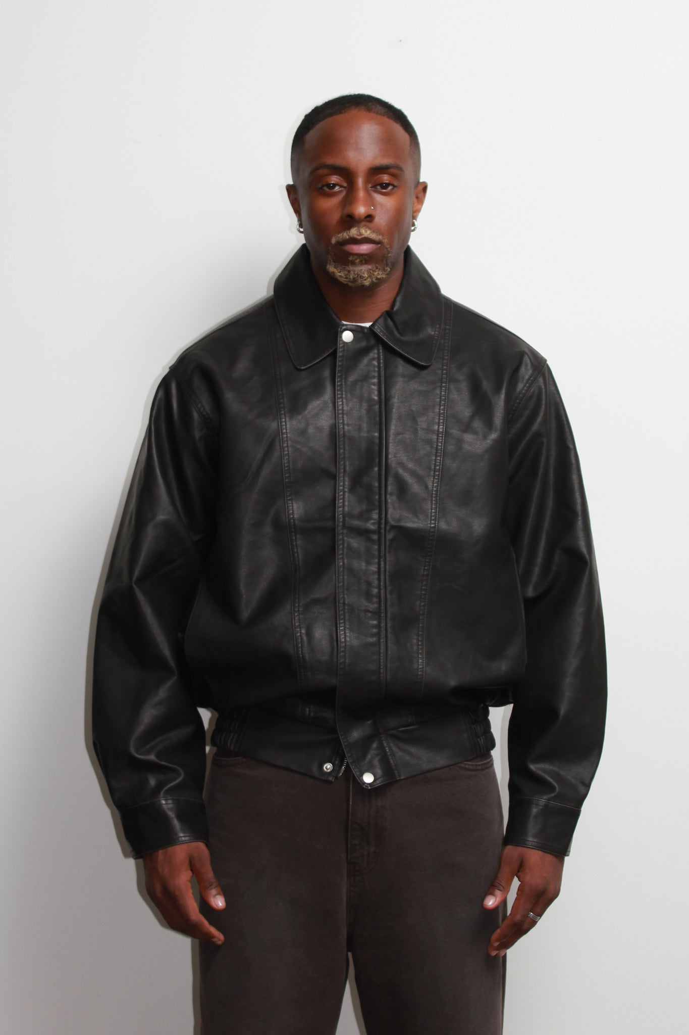 Seranti Pigment Washed Leather Jacket in Black