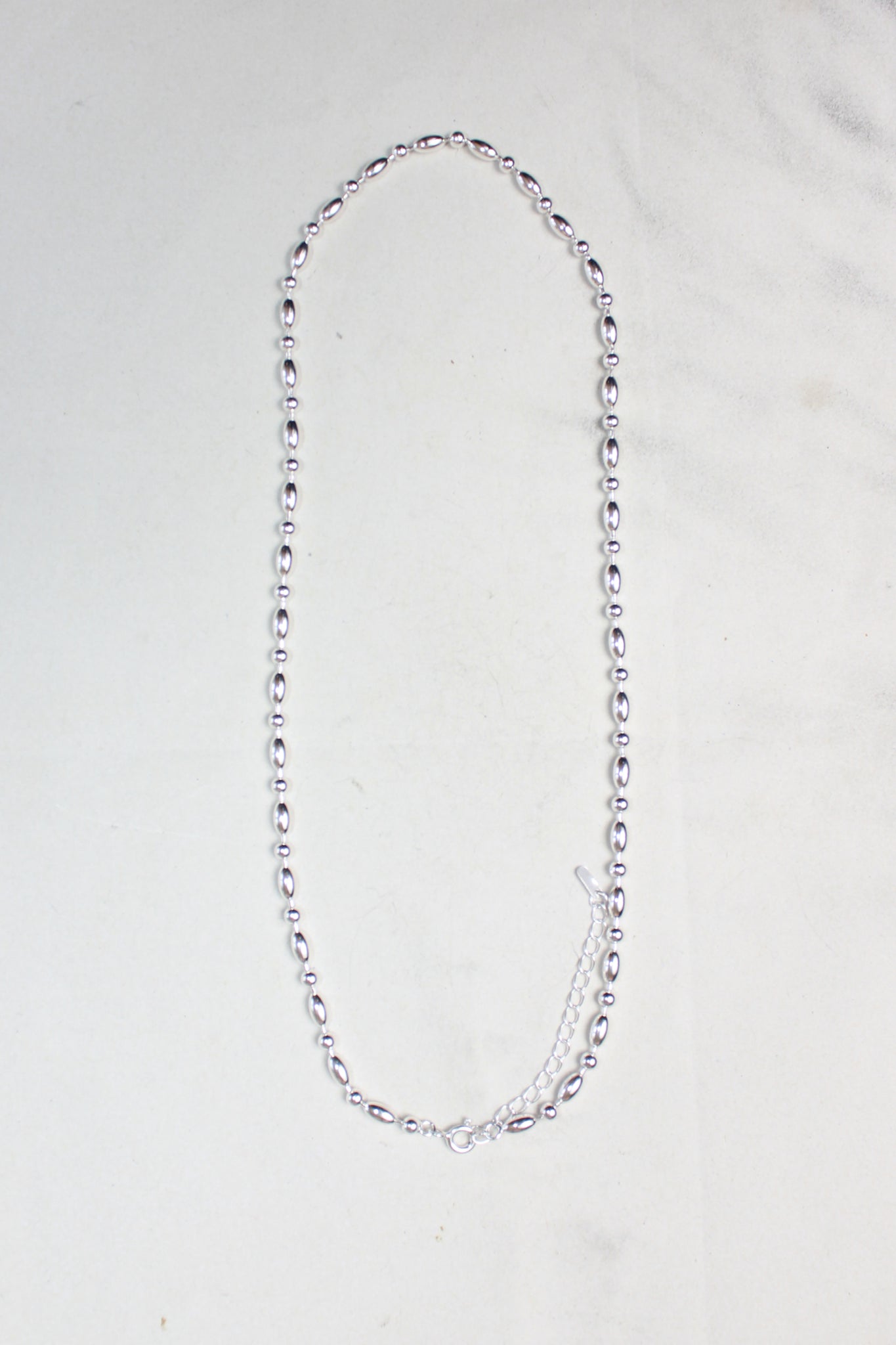 Oval Silver Ball Necklace