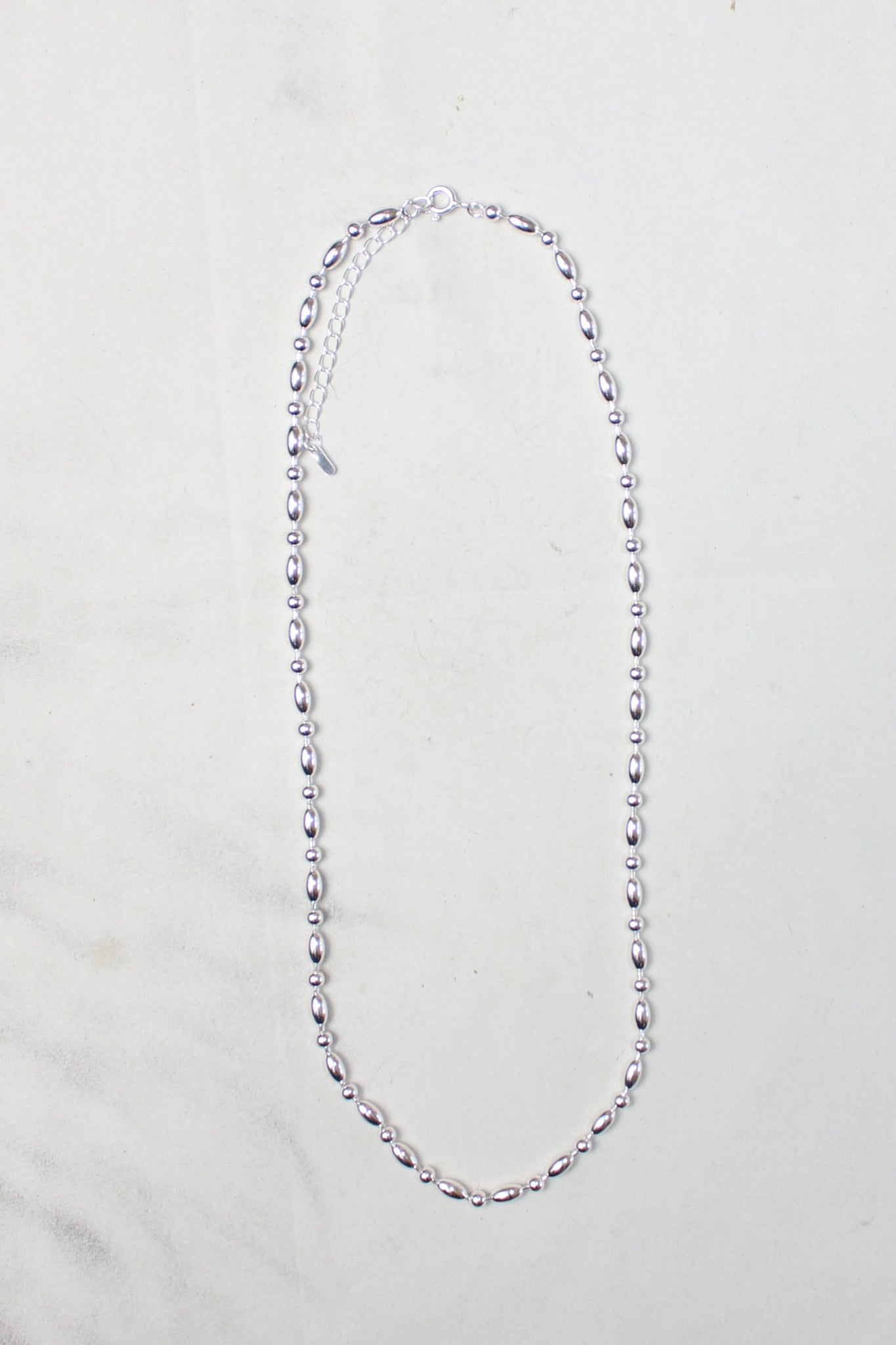 Oval Silver Ball Necklace