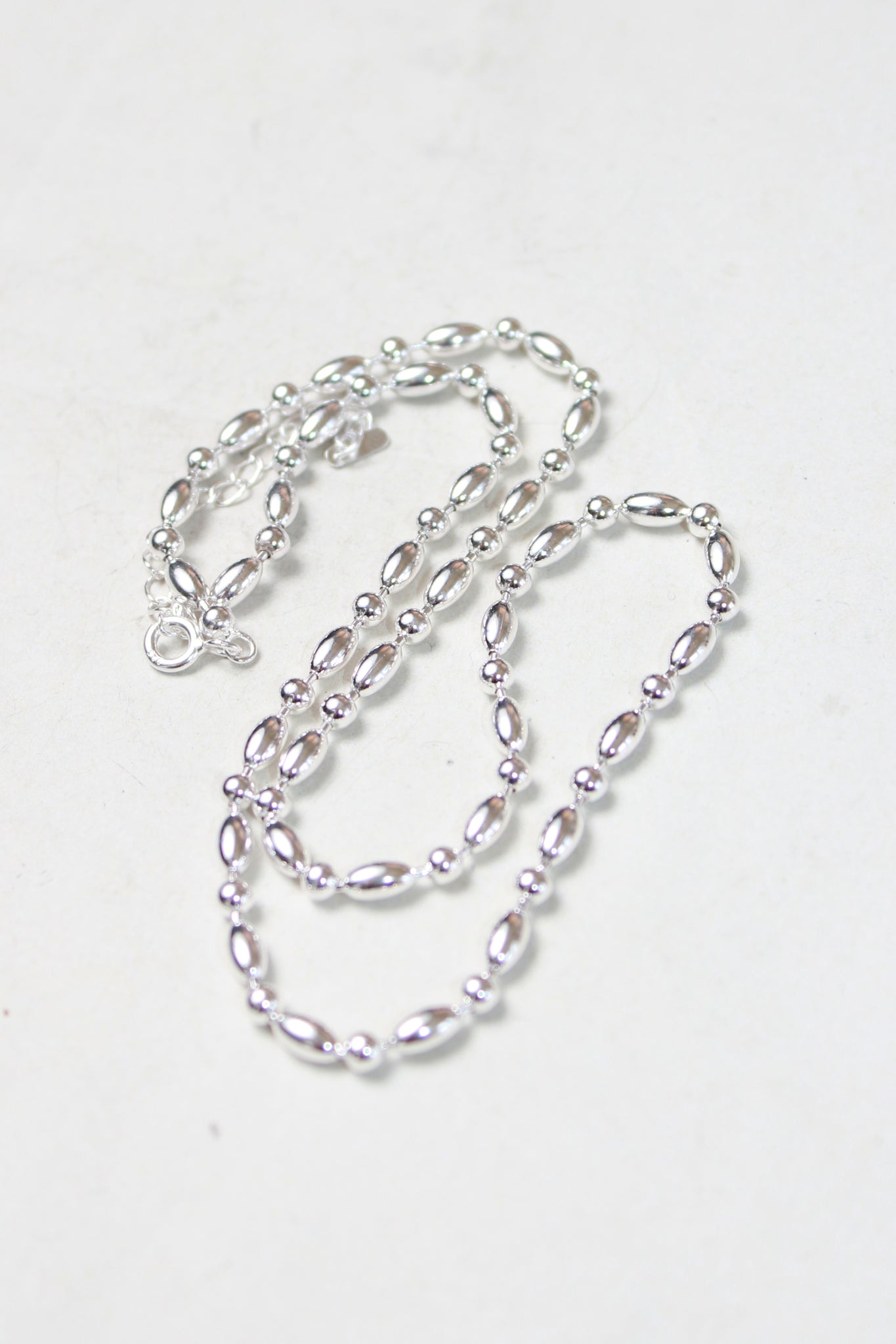 Oval Silver Ball Necklace