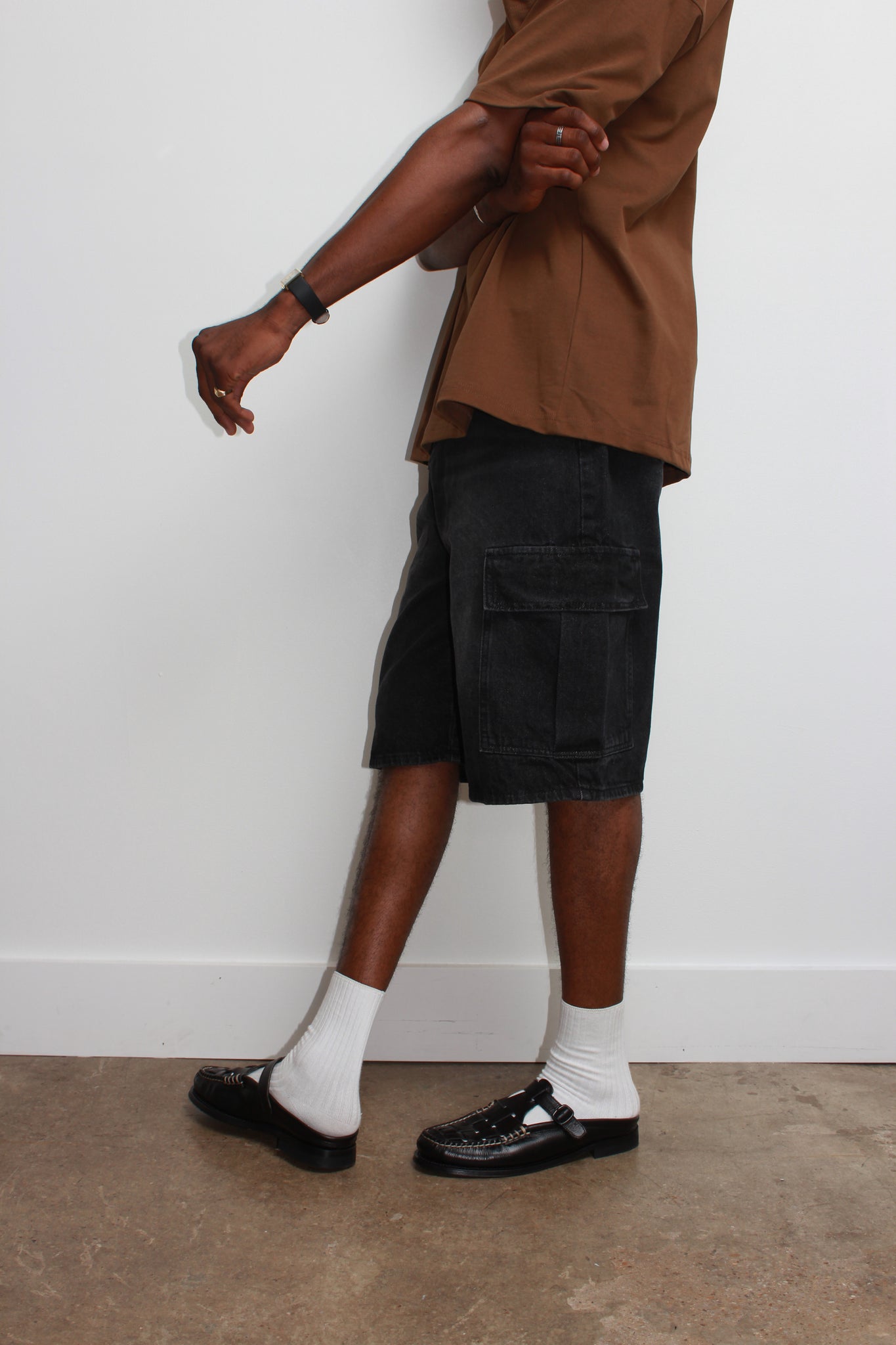 East Cargo Denim Shorts in Black