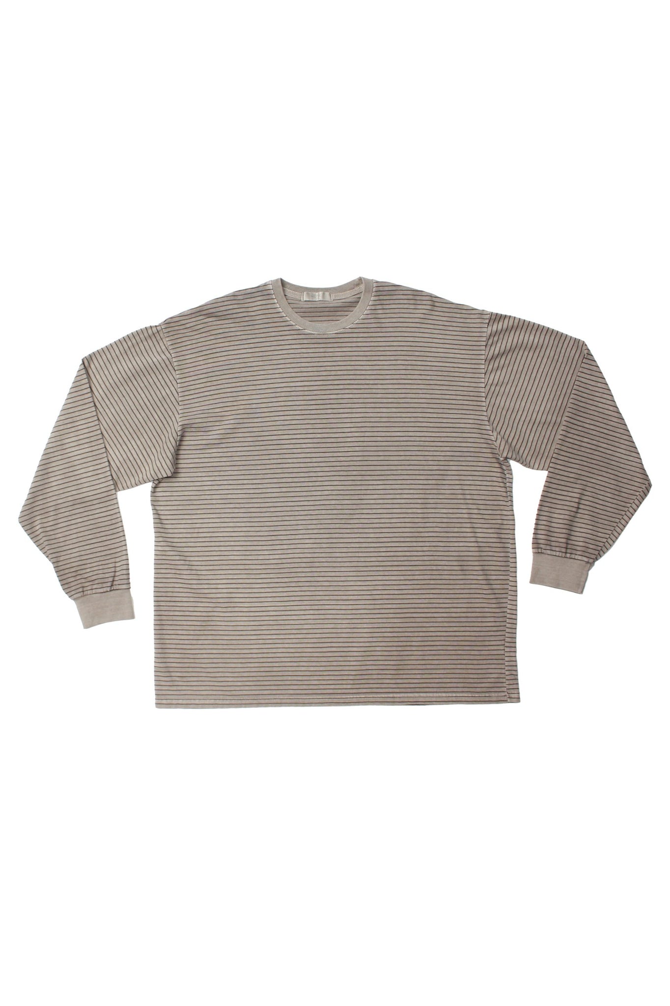 Pigment wash long sleeve striped T-shirt in Beige