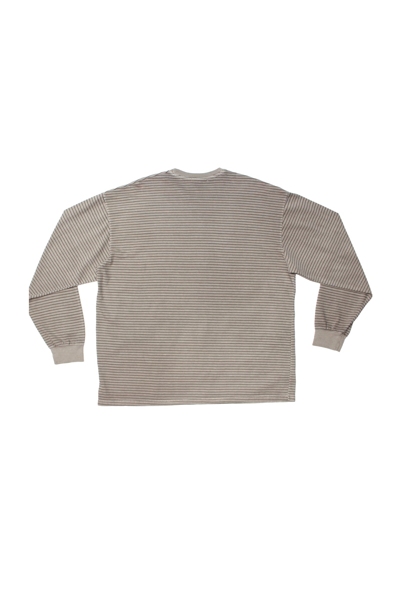 Pigment wash long sleeve striped T-shirt in Beige