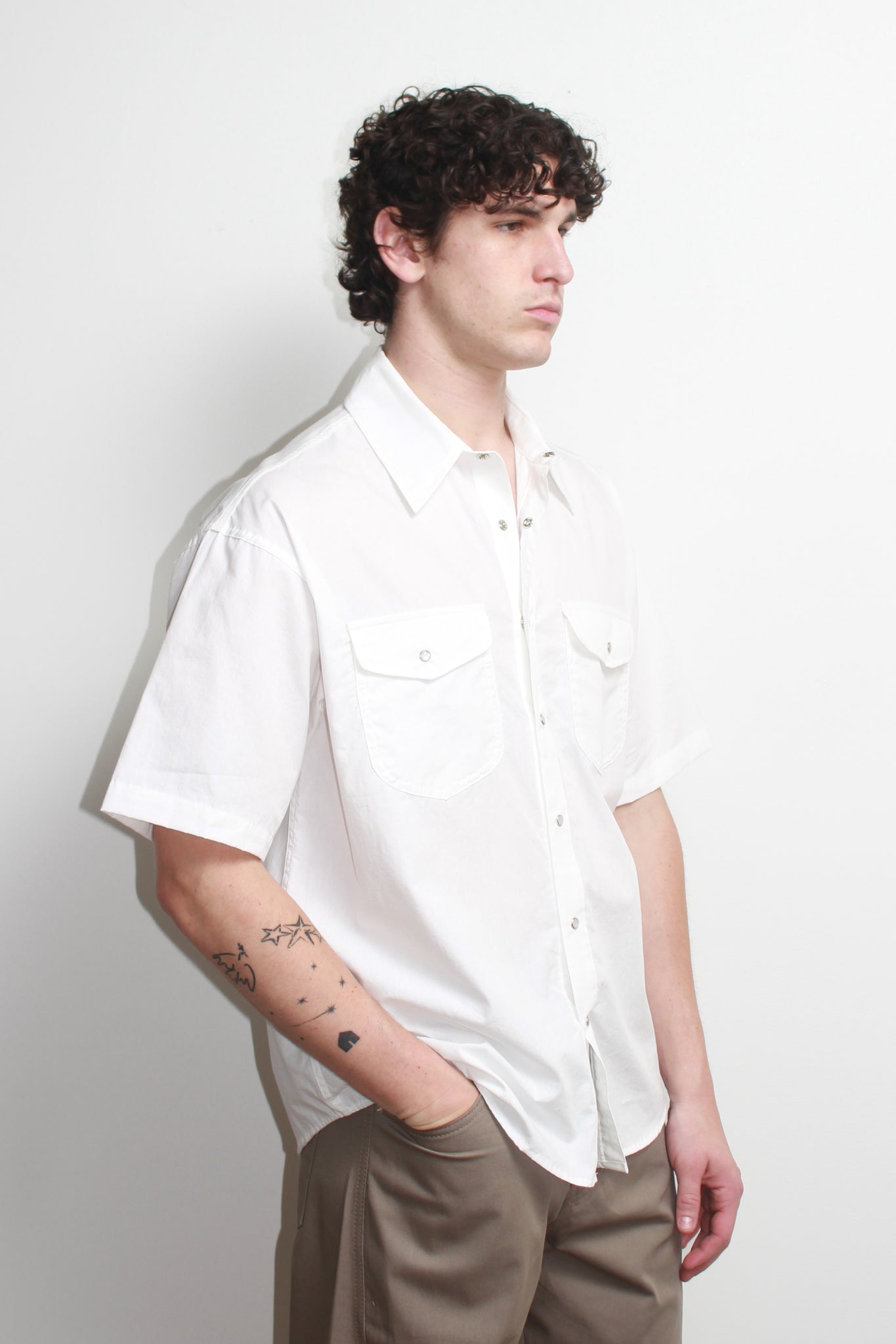 Youth Snap Button Shirt in White