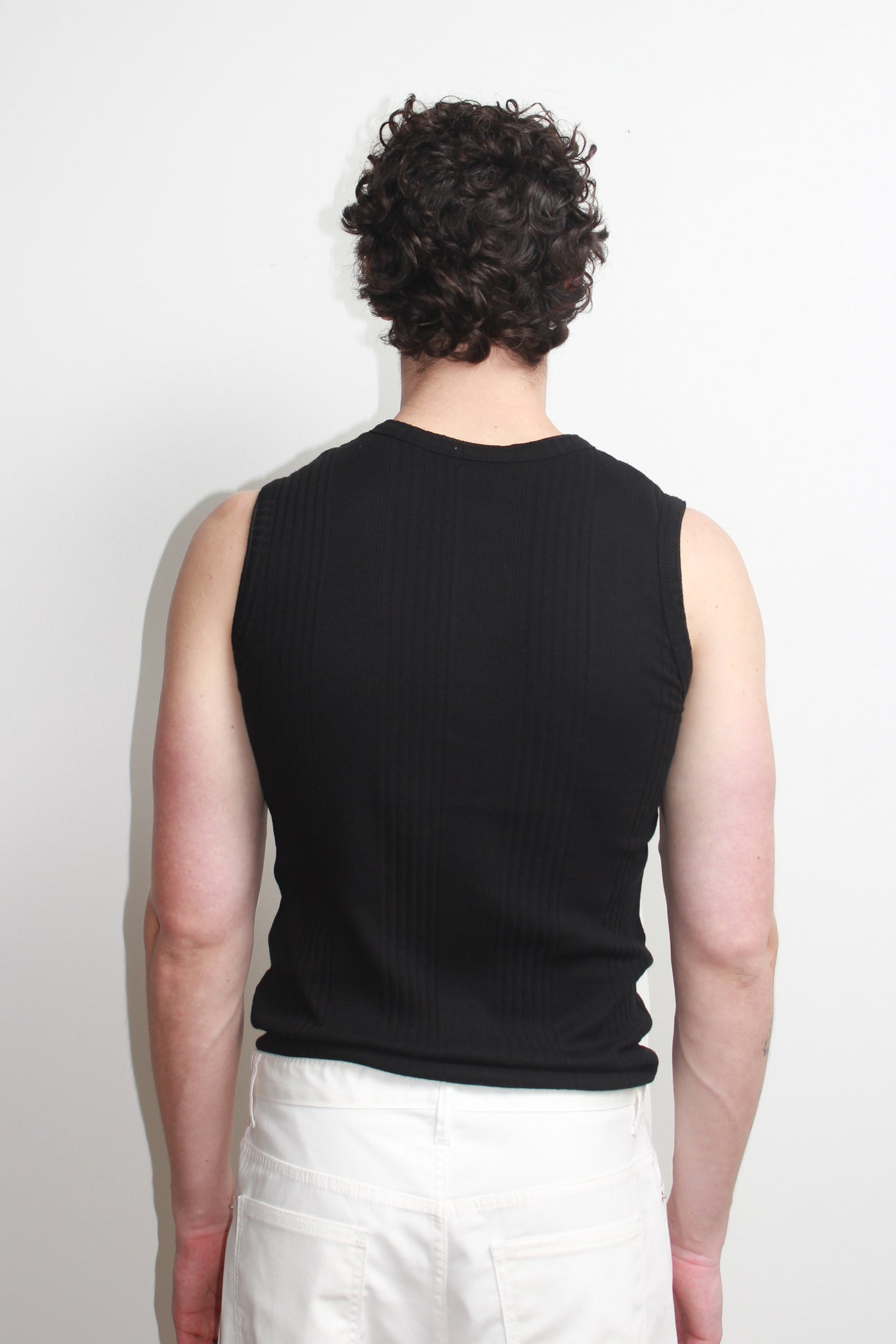 Henley Neck Sleeveless Top in Black