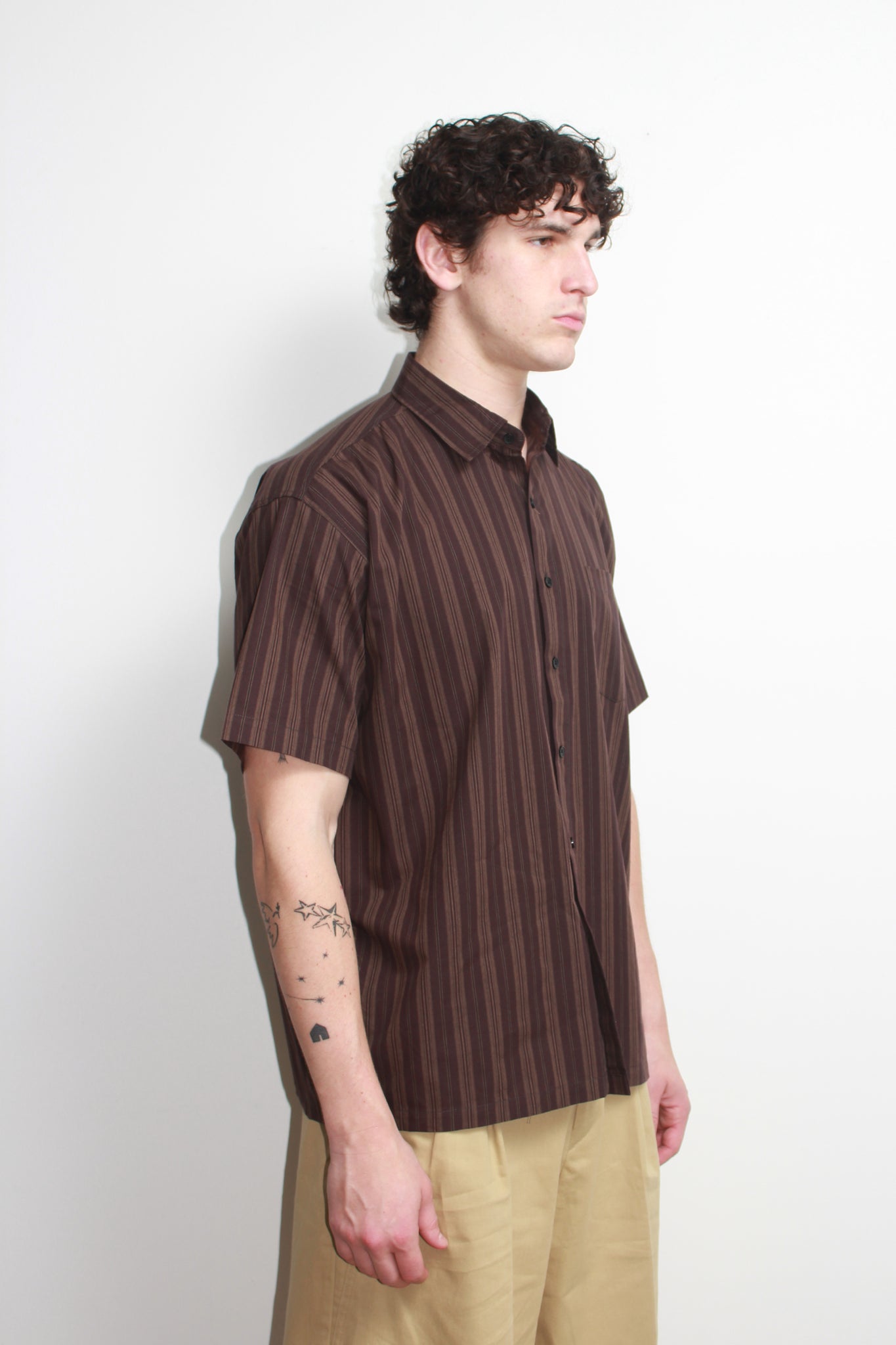 Loot Stripe Short-sleeve Shirt in Brown