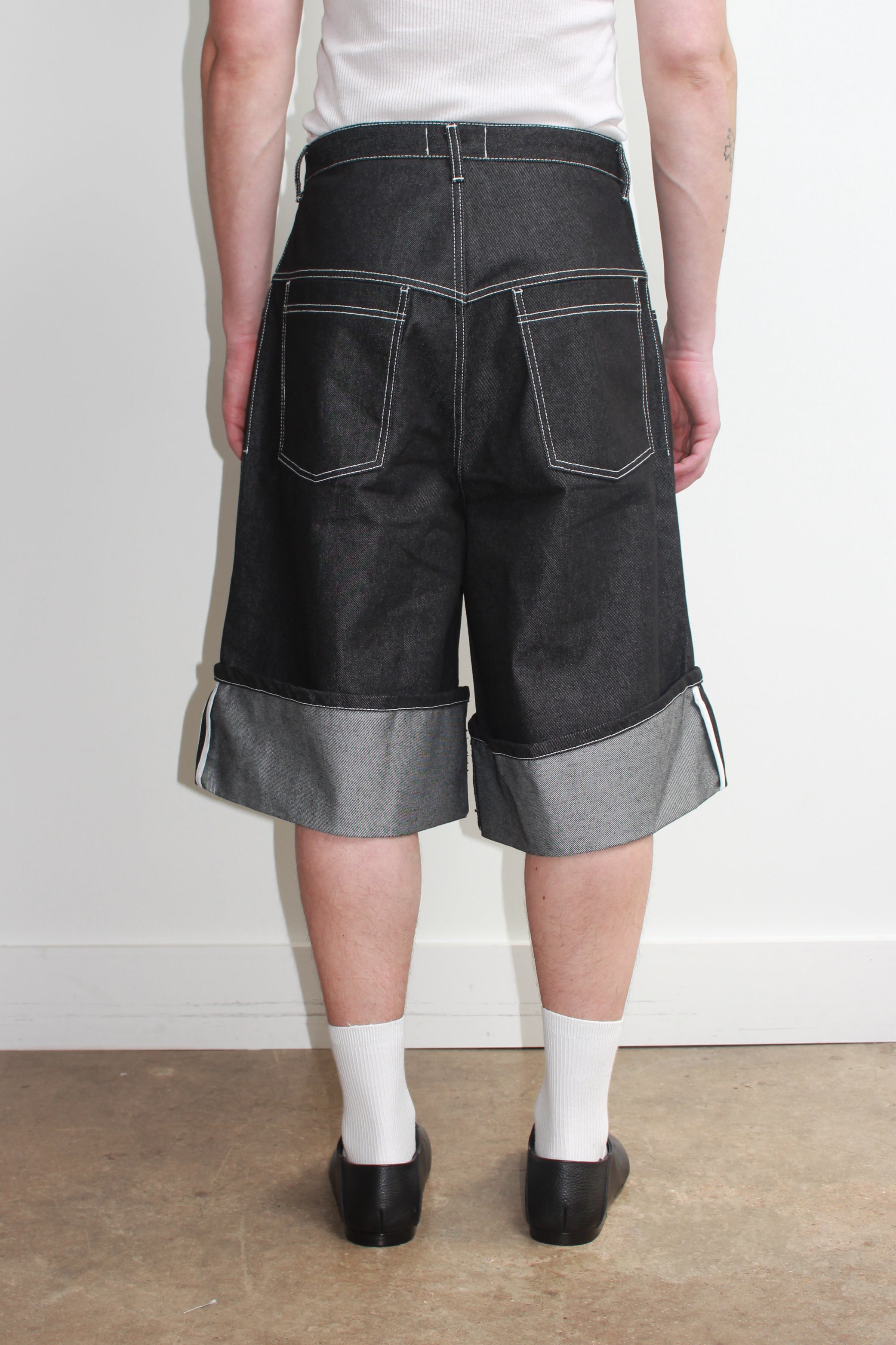 【KOOLOSET】Roll-up Maxi Bermuda Selvage Denim Selvedge roll up denim shorts – Jowa.shop