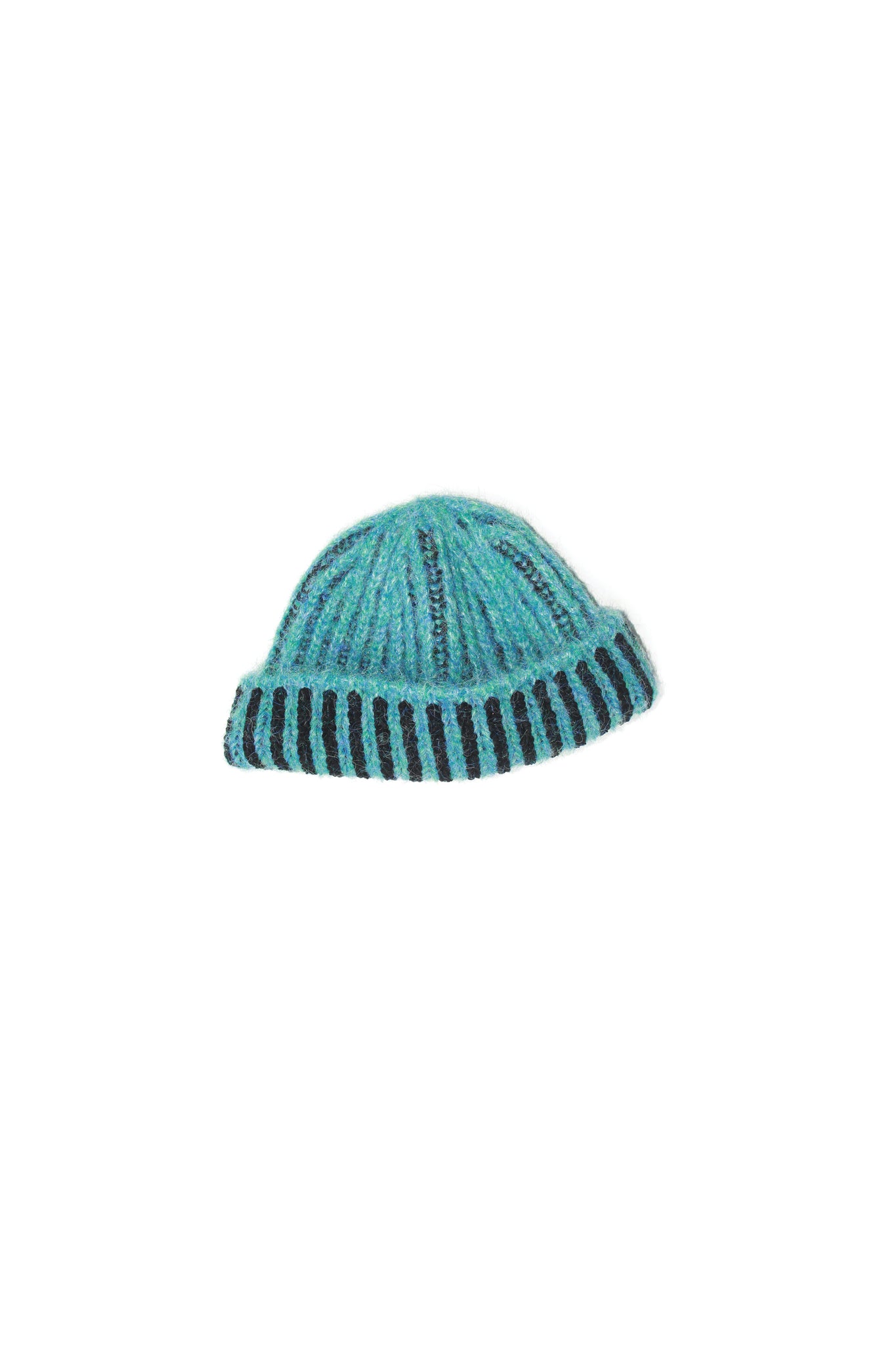 Mixed Stripe Knit Beanie in Turquoise