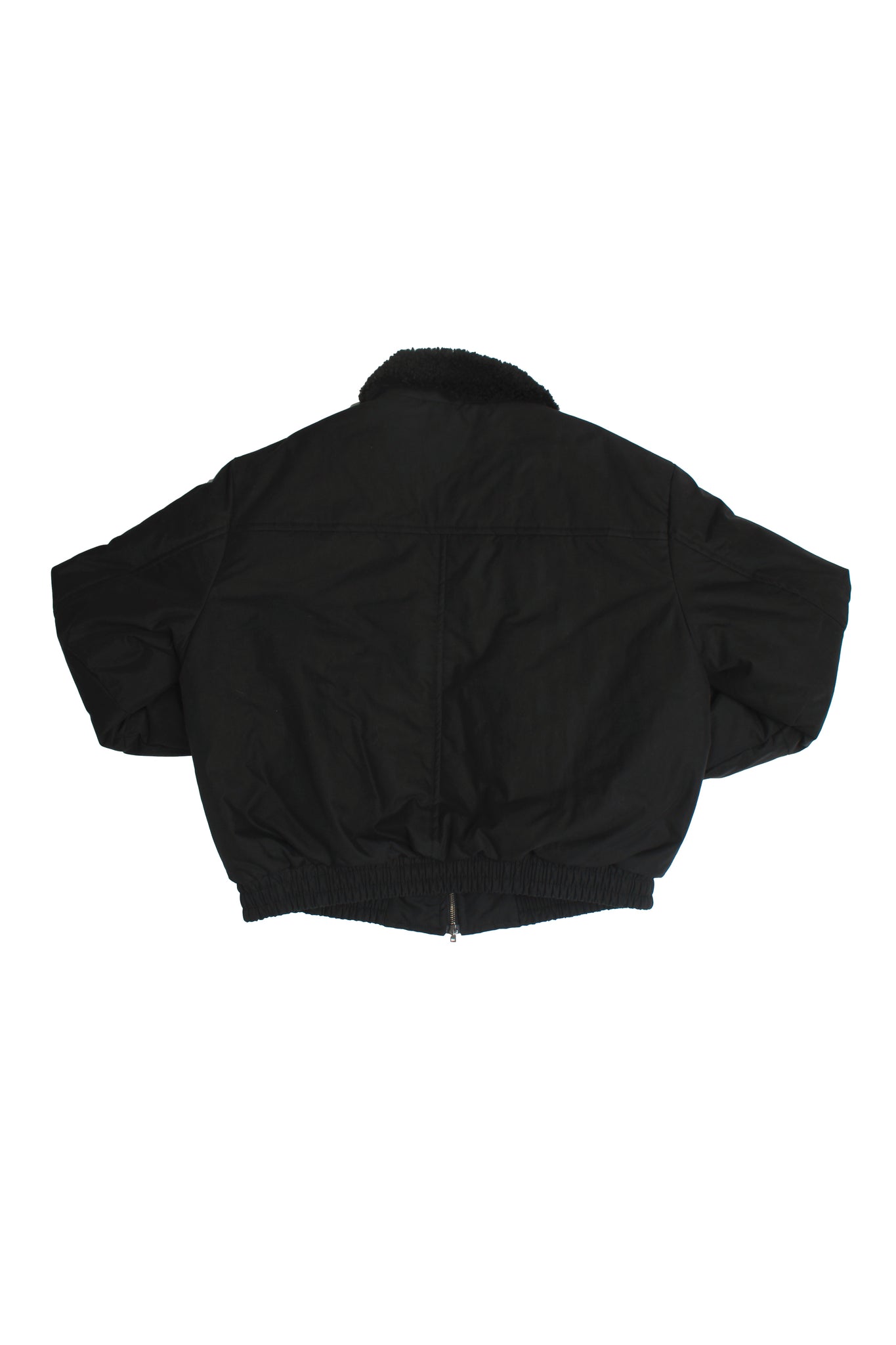 Shearling Collar Padded Deck Jacket in Black