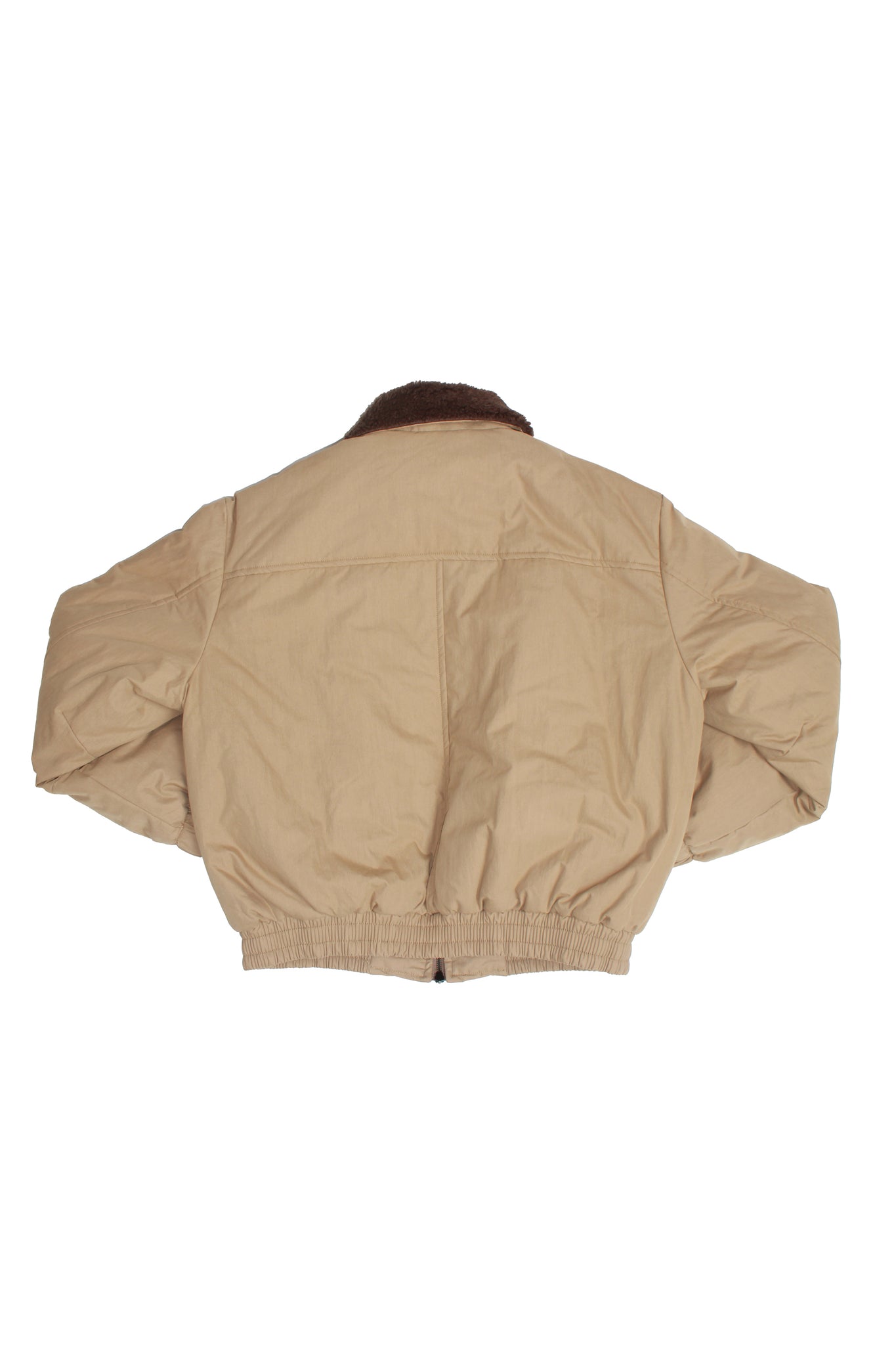 Shearling Collar Padded Deck Jacket in Khaki