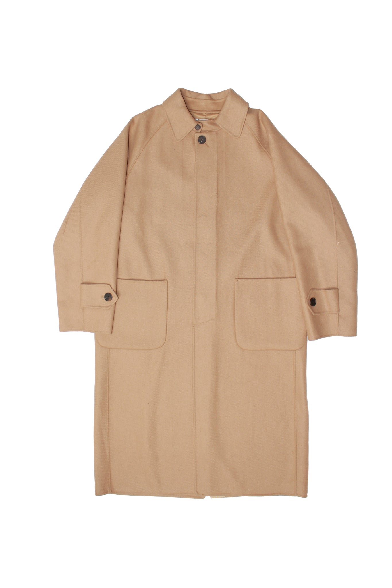 Oversized Wool Back Slit Coat in Camel