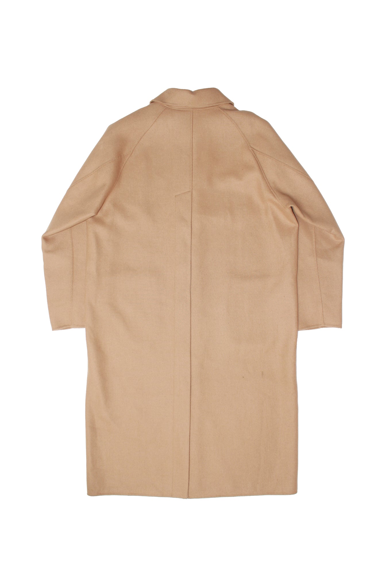 Oversized Wool Back Slit Coat in Camel