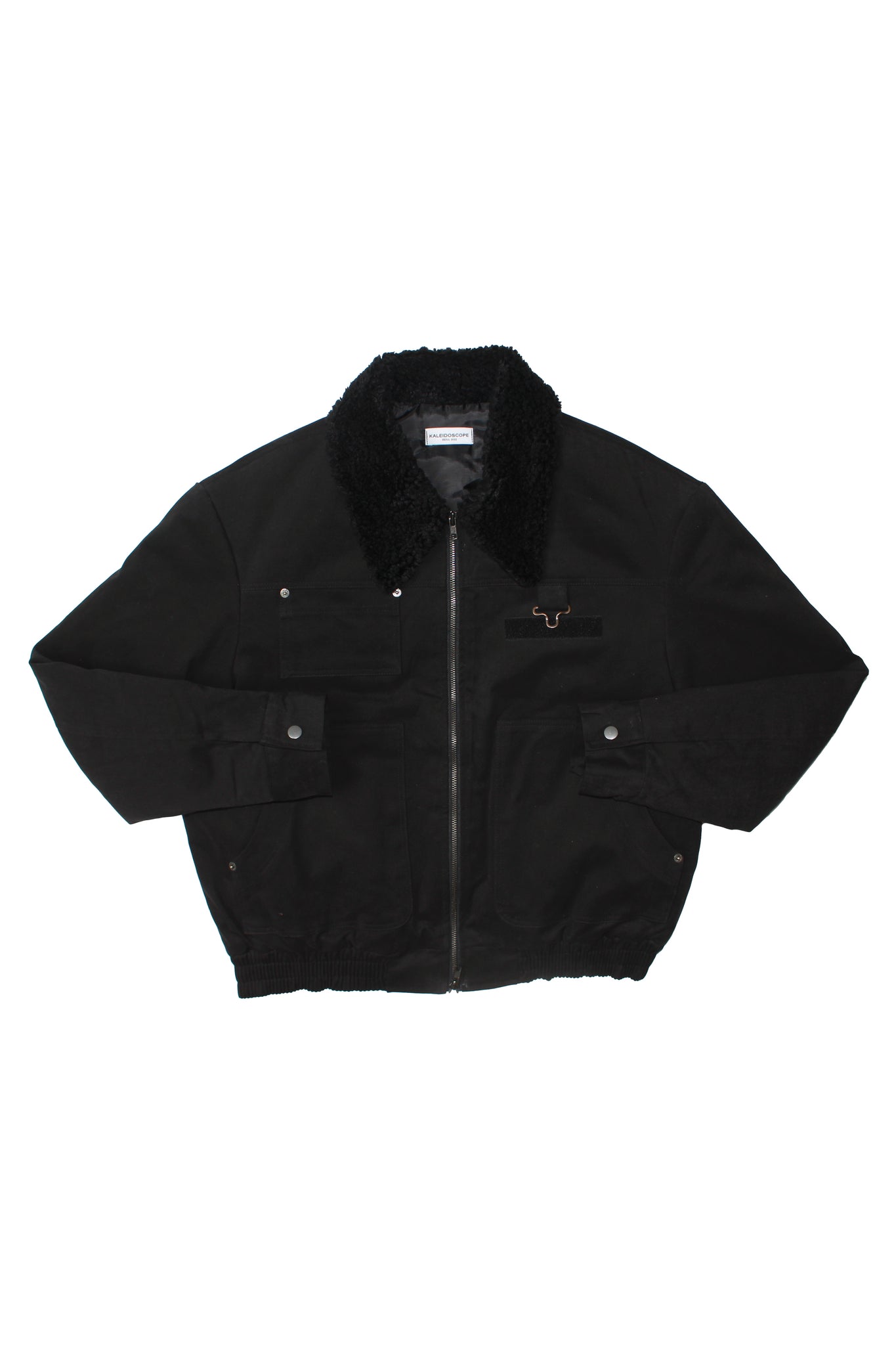 Shearling Collar Panel Work Jacket in Black