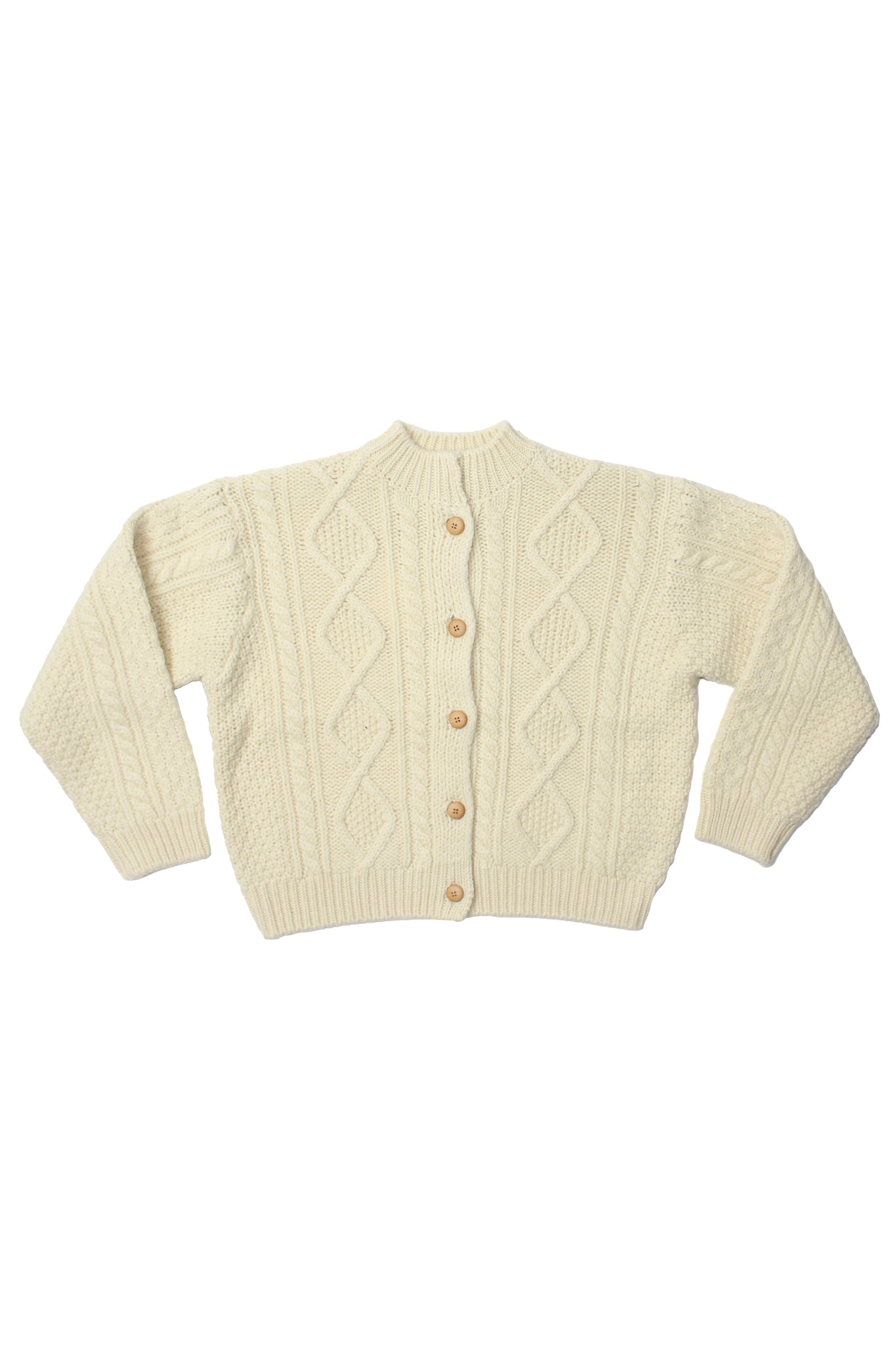 Fisherman Knit Cardigan in Cream