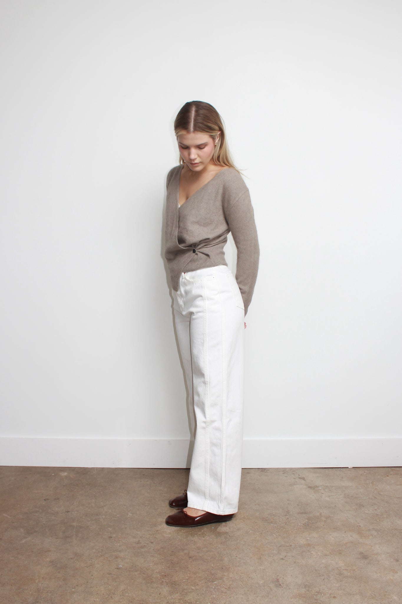 Side Line Denim Pants in White