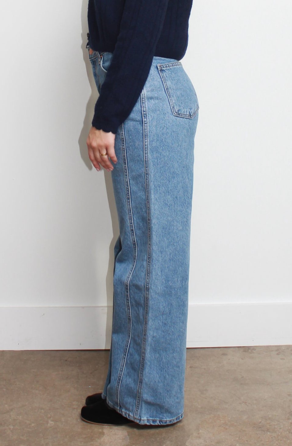 Side Line Denim Pants in Mid Wash