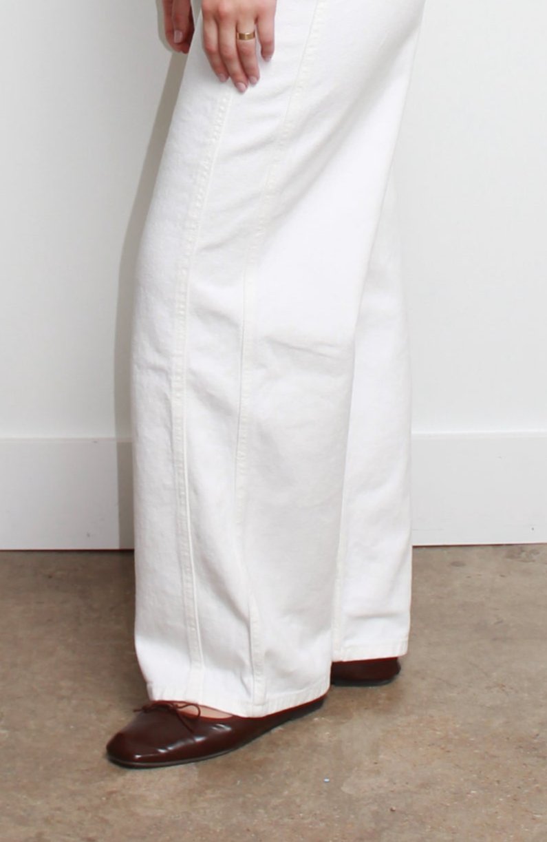 Side Line Denim Pants in White