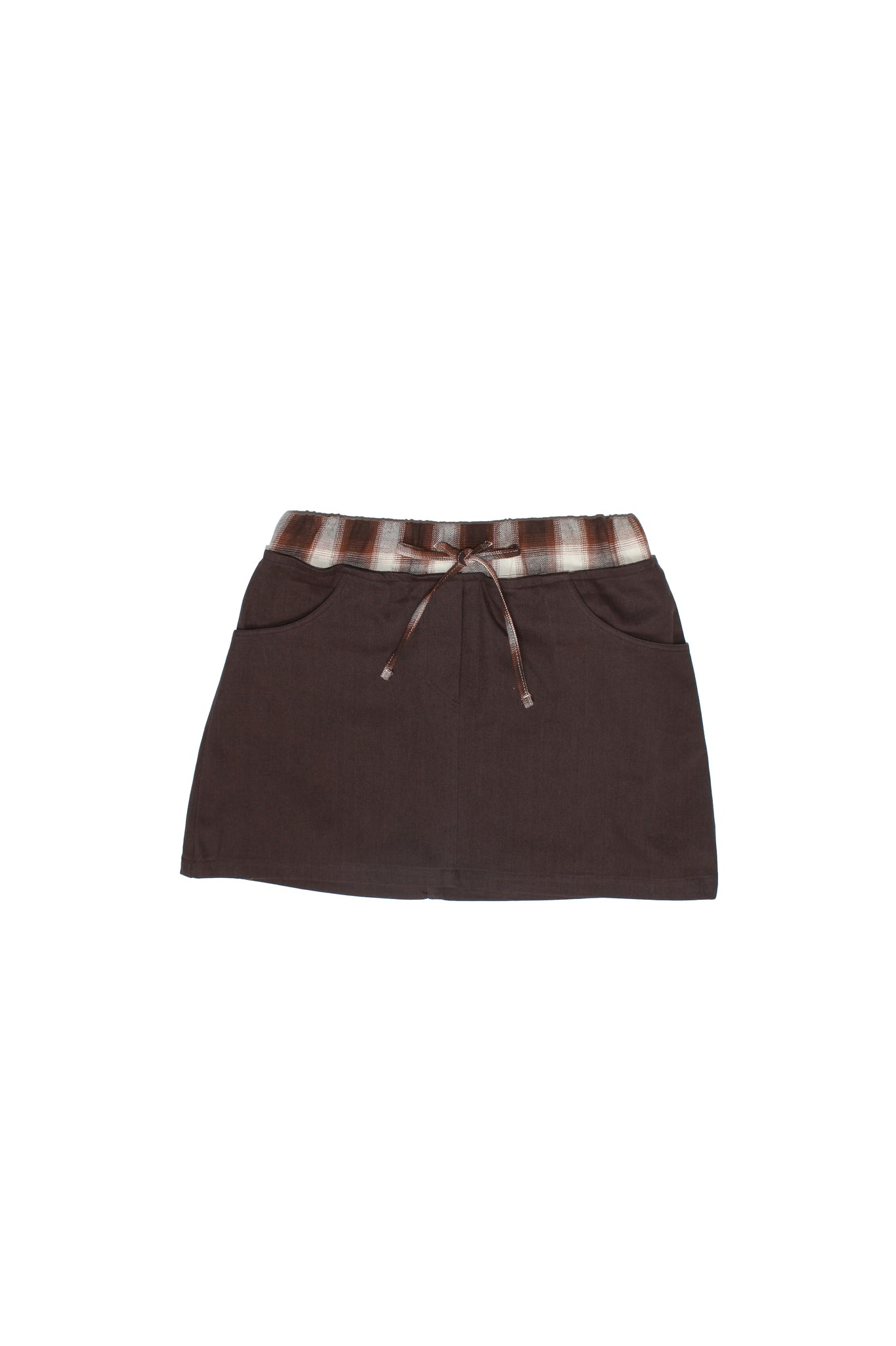 Checker Contrast Mini Skirt in Brown