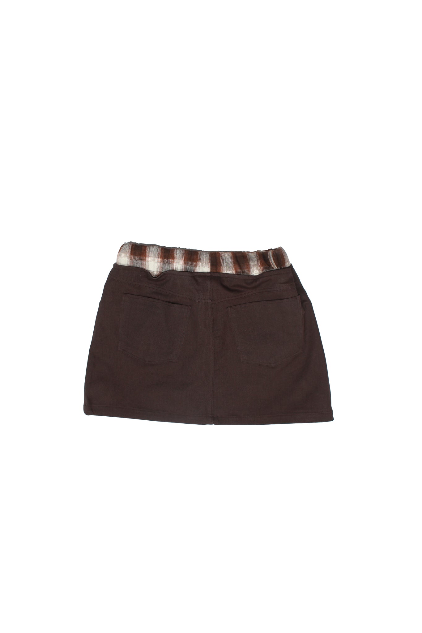 Checker Contrast Mini Skirt in Brown