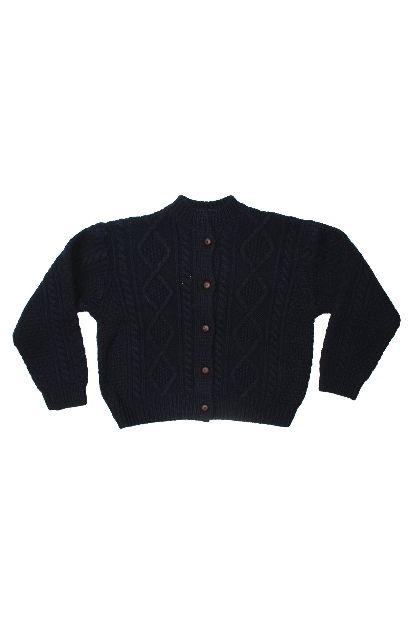 Fisherman Knit Cardigan in Navy