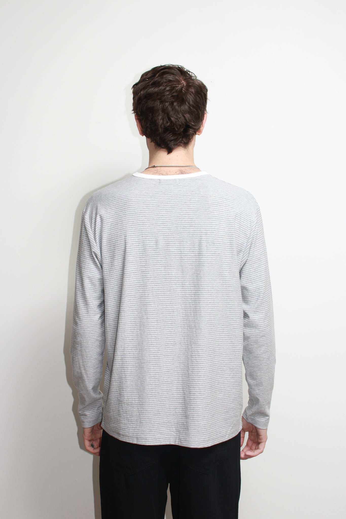 Lemay Stripe Long Sleeve T-Shirt in Melange Grey