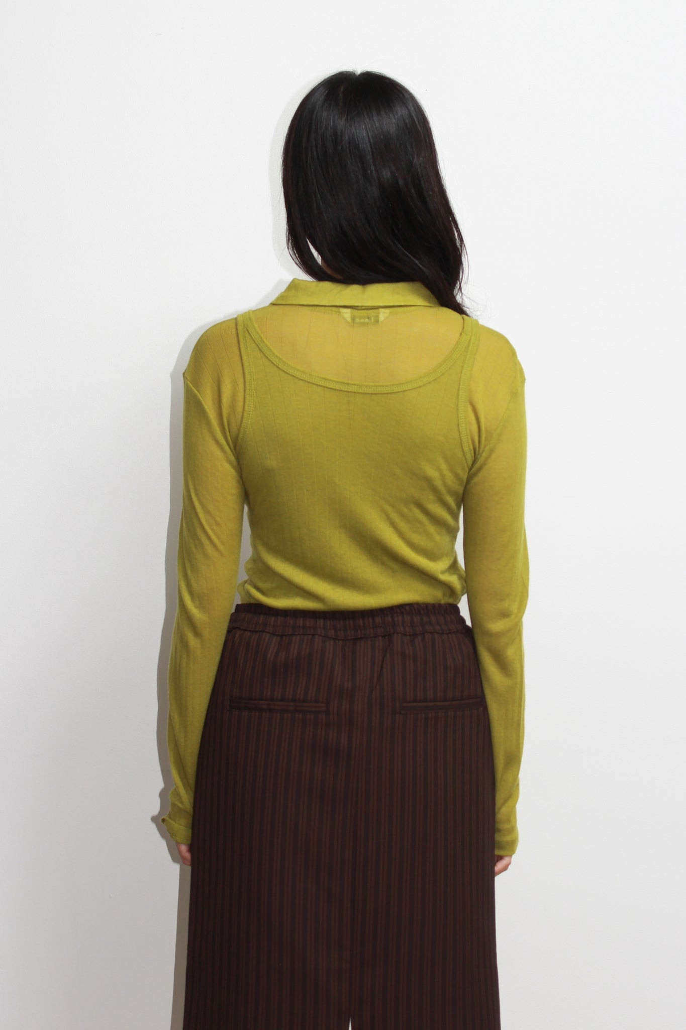 Poming Collar Shirt Tank Set in Olive