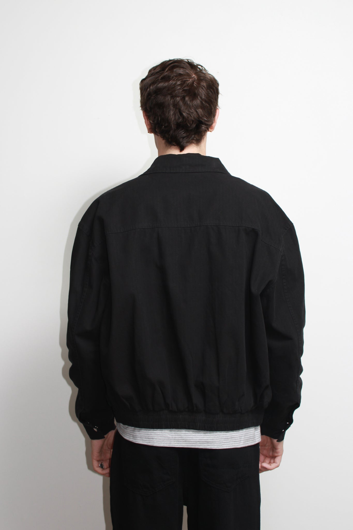Herringbone Cotton Jacket in Black