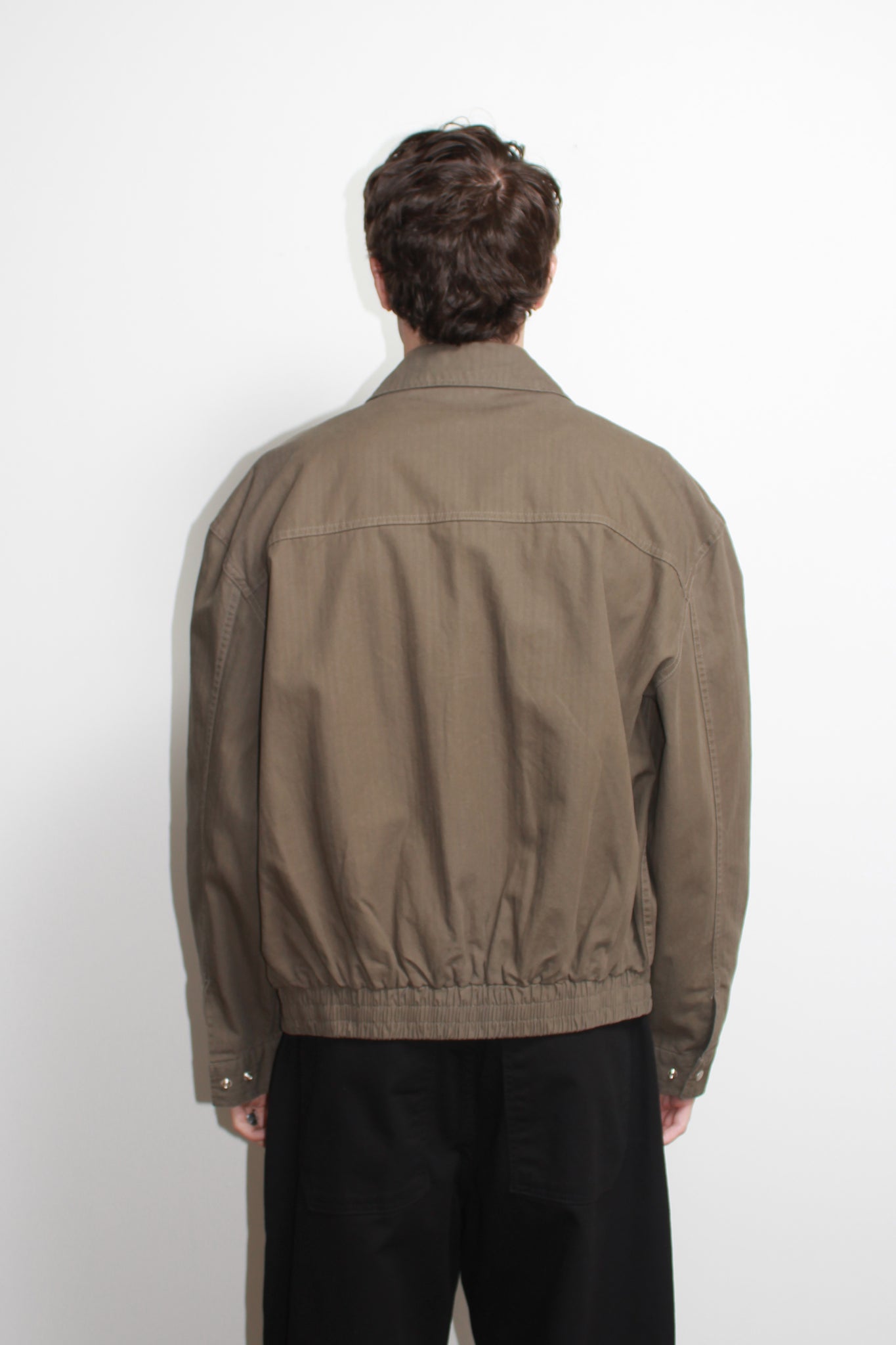 Herringbone Cotton Jacket in Olive