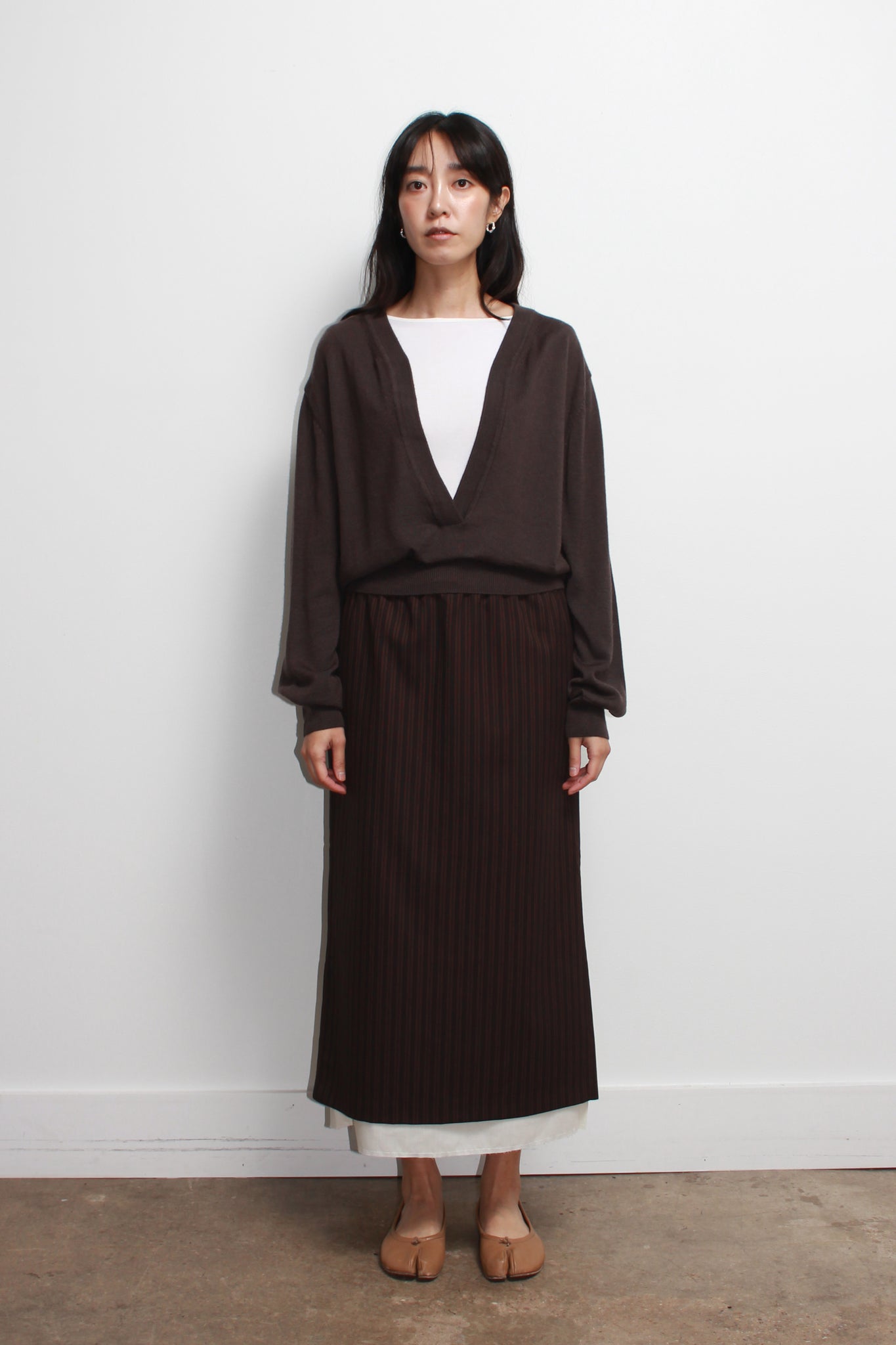 Koi Deep V-neck Knit Top in Chocolate