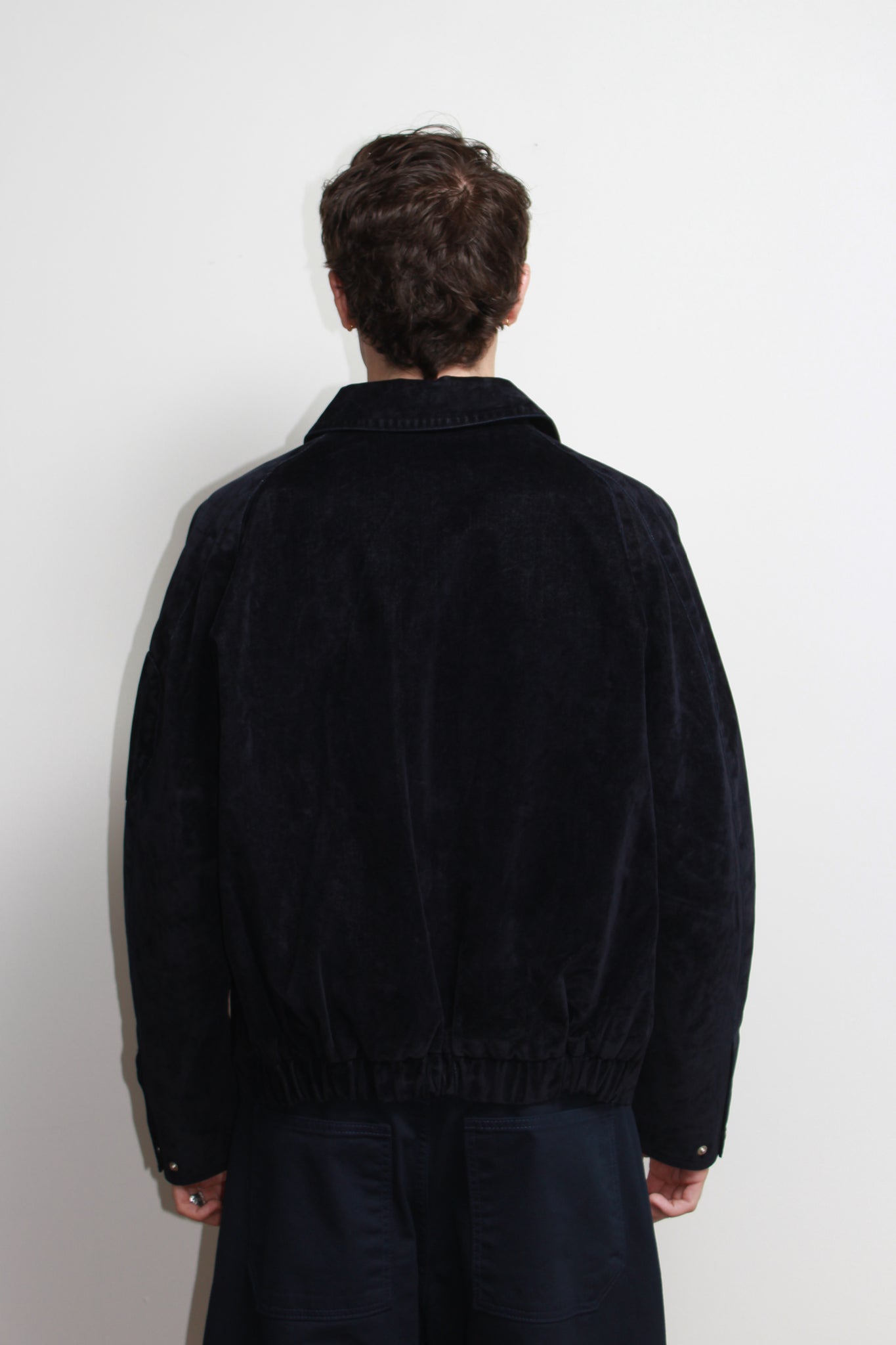 Tate Velvet Denim Jacket in Navy