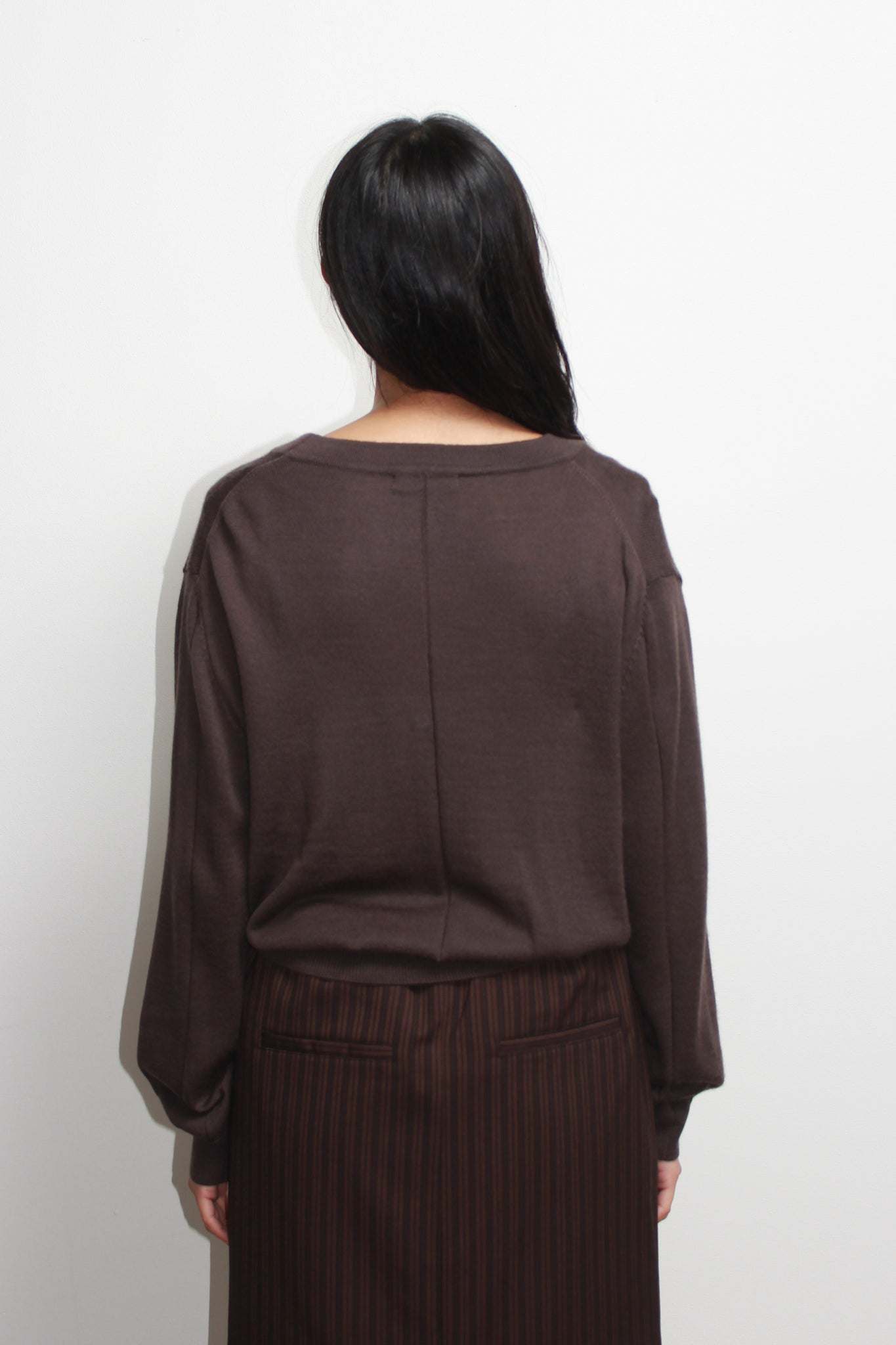 Koi Deep V-neck Knit Top in Chocolate