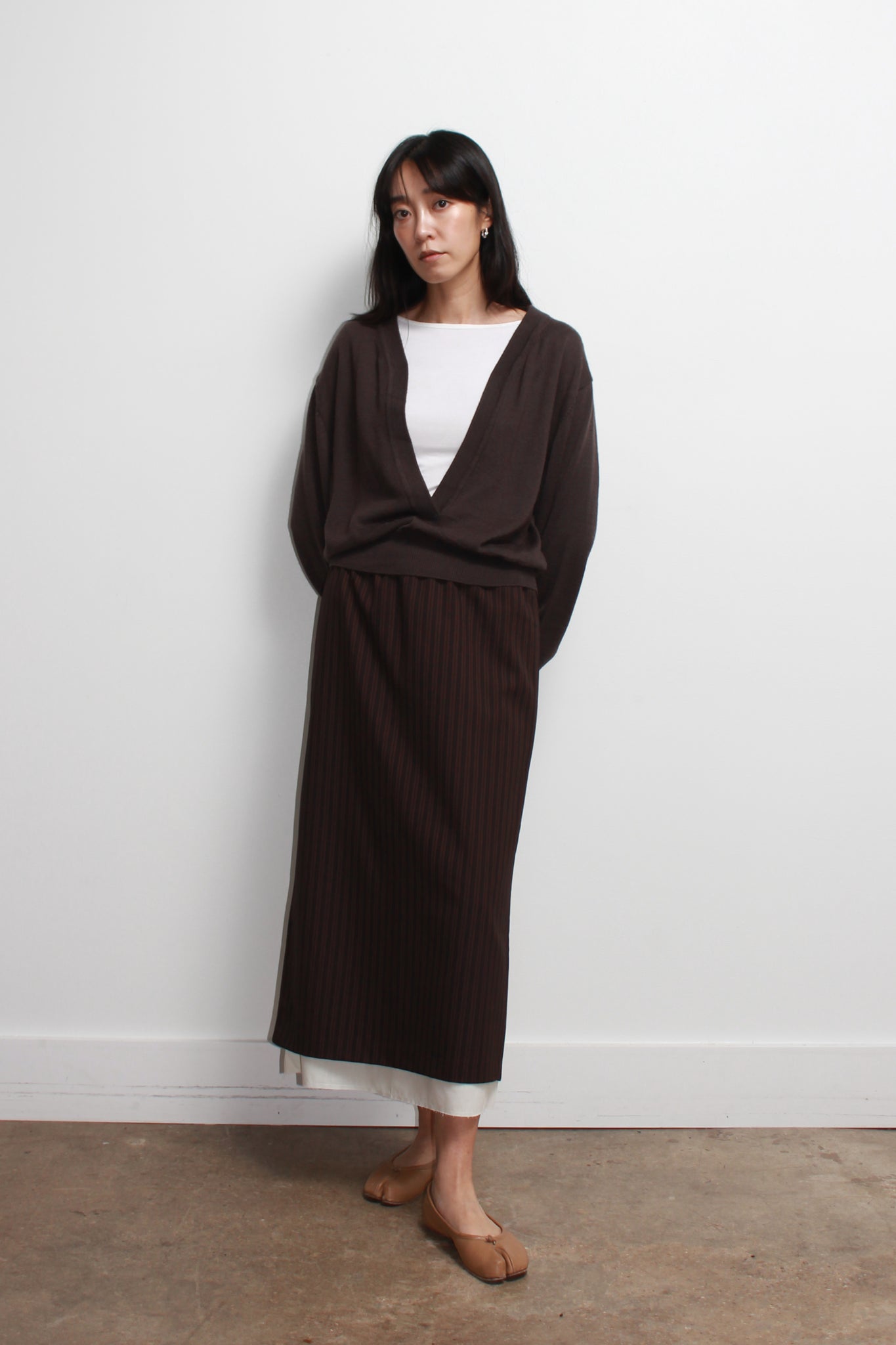 Koi Deep V-neck Knit Top in Chocolate