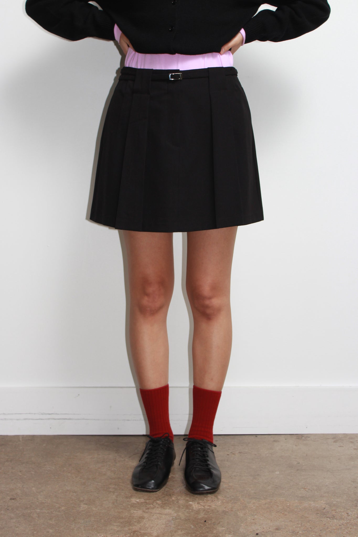 Rova Belted Mini Skirt in Black