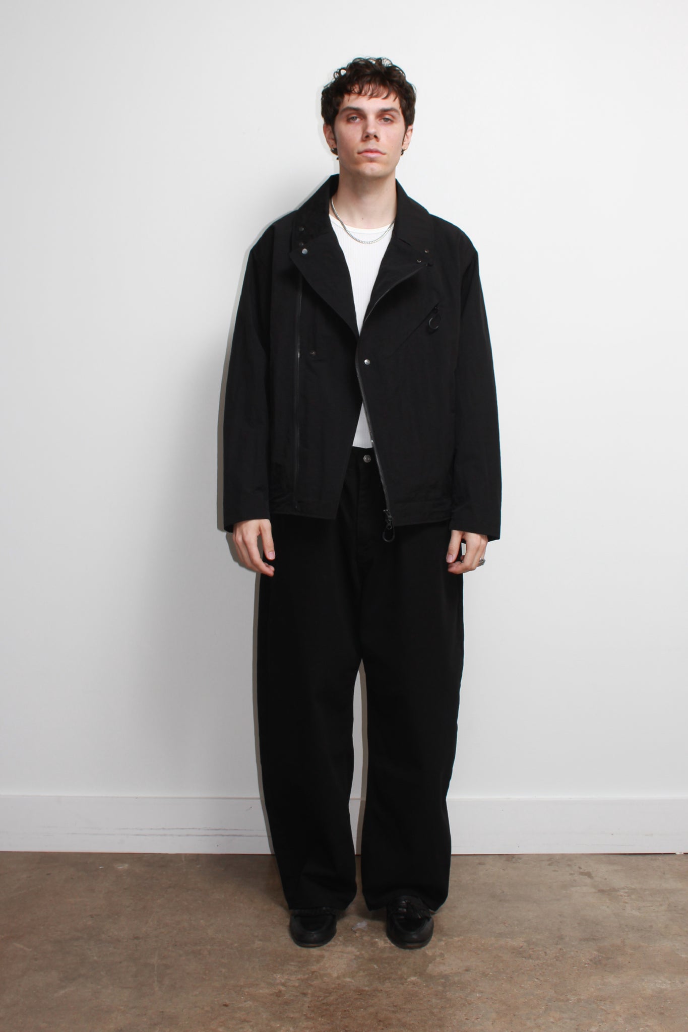 Three Way Oversized Rider Jacket in Black