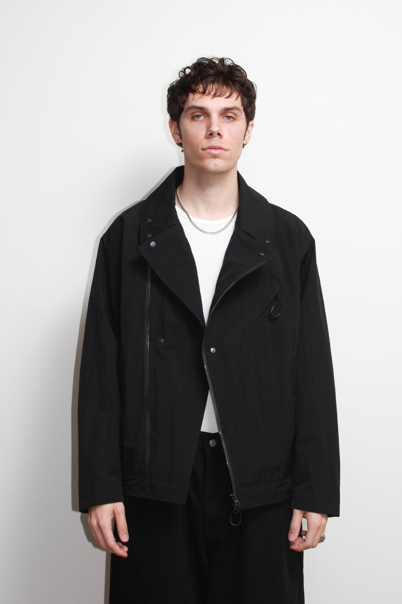 Three Way Oversized Rider Jacket in Black