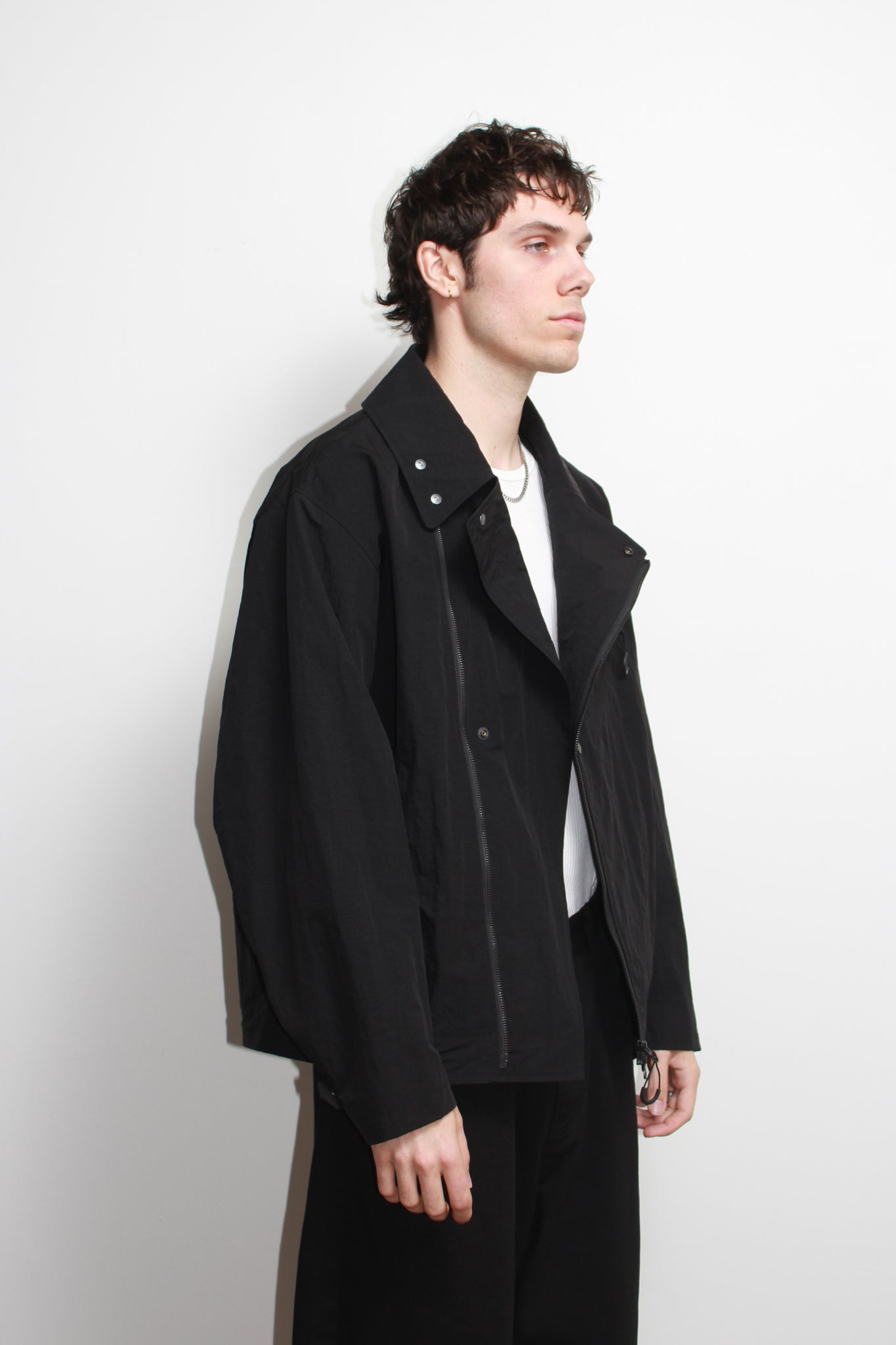 Three Way Oversized Rider Jacket in Black
