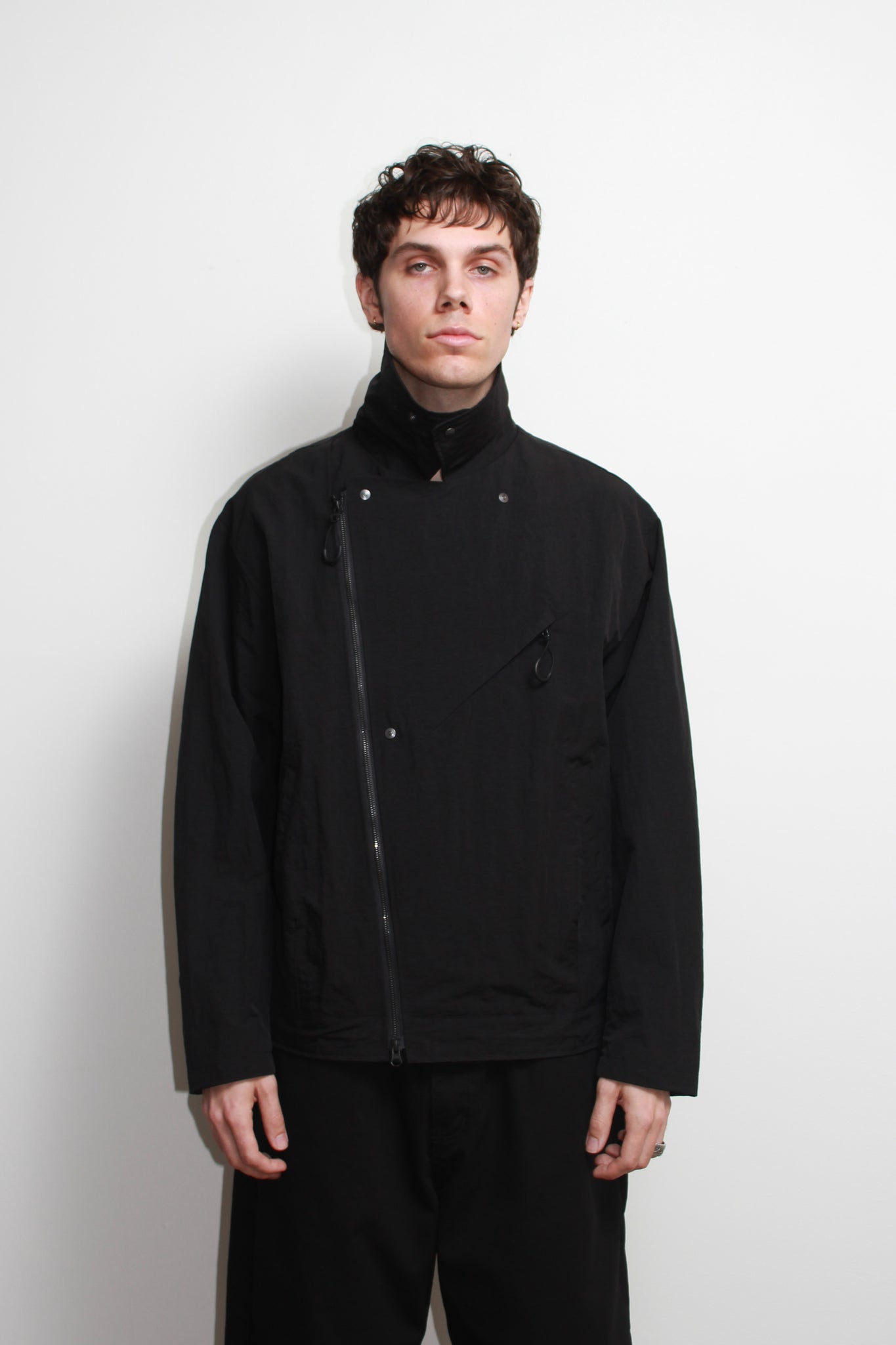 Three Way Oversized Rider Jacket in Black