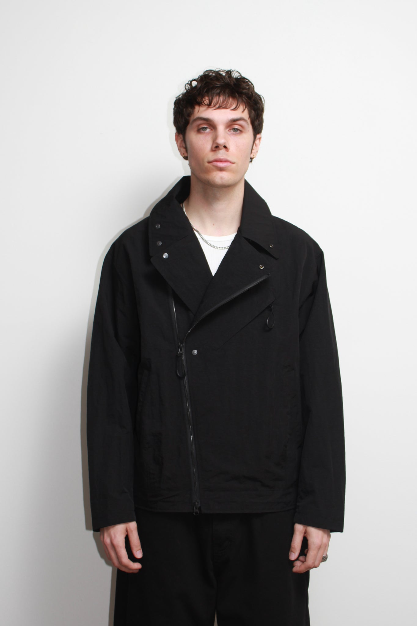 Three Way Oversized Rider Jacket in Black